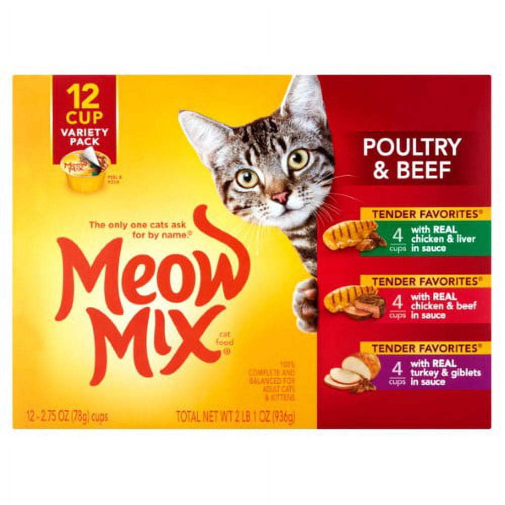 Meow Mix Beef & Poultry Wet Cat Food Variety Pack (Pack of 4)