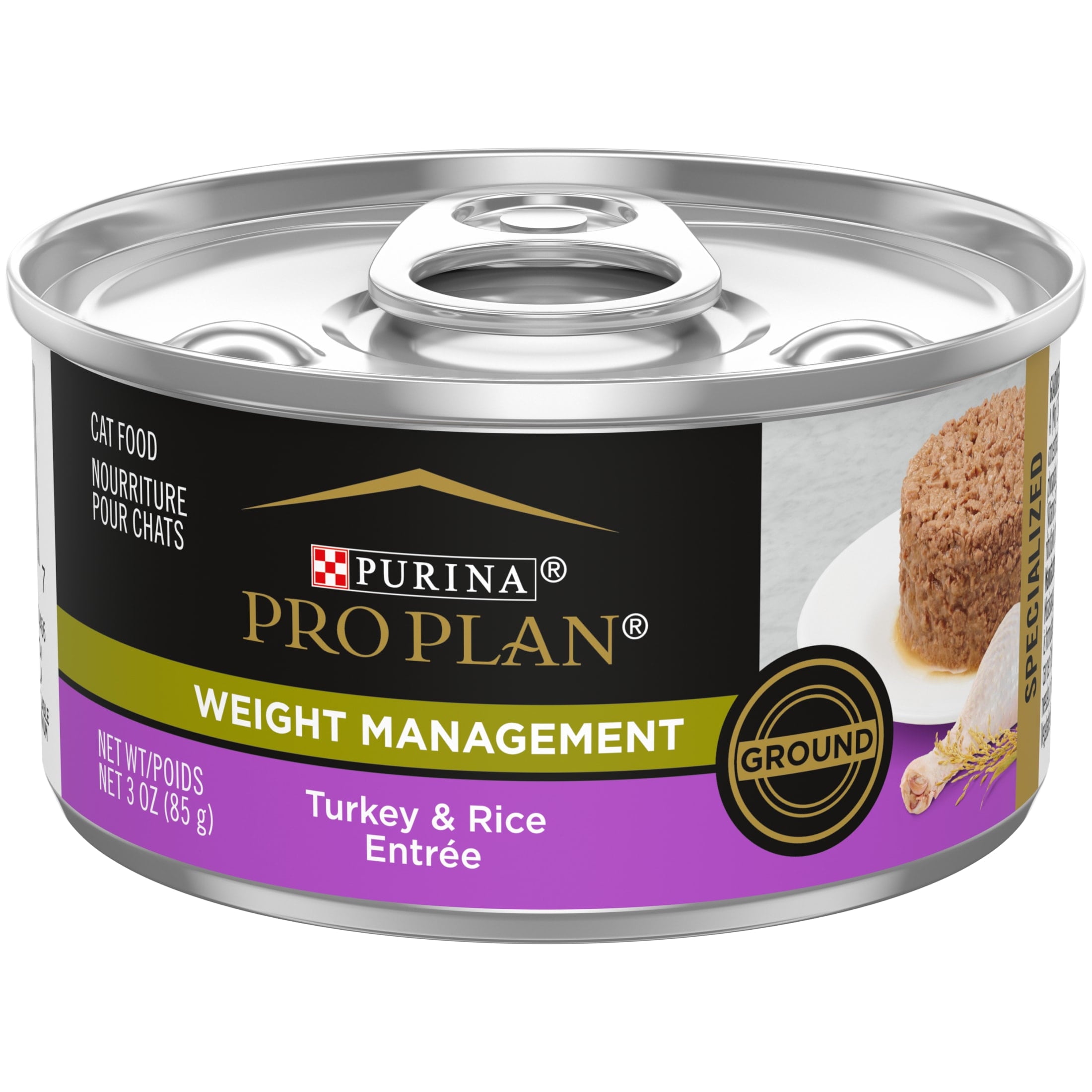 Purina Pro Plan Weight Management, Turkey Rice, Wet Cat Food3 oz Cans, 24 Pack