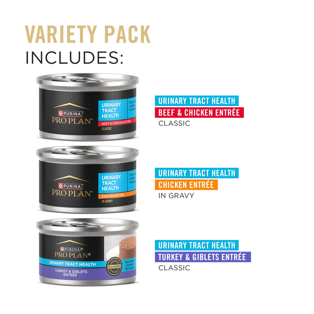 Purina Pro Plan Urinary Tract, Vairety Pack, Wet Cat Food, 3 oz Cans, 48 Pack