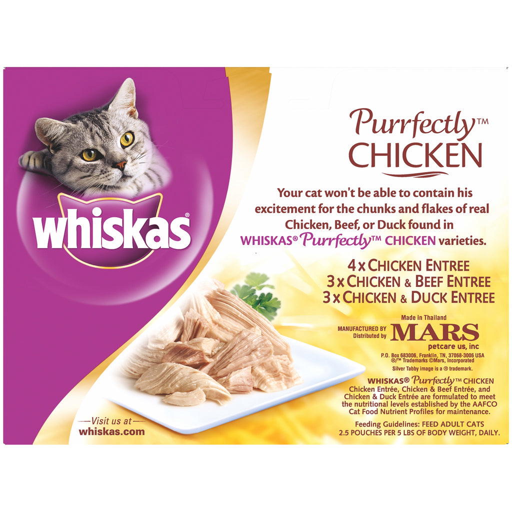 WHISKAS PURRFECTLY Chicken Variety Pack Wet Cat Food 3 Ounces (10 Count)