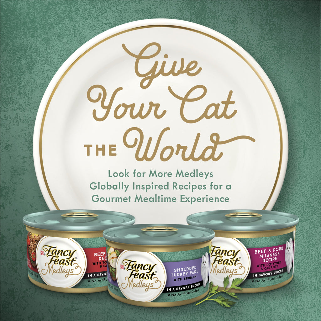 Purina Fancy Feast Medleys Kitten Food, Wet Cat Food, Shredded Tuna & Spinach, 3 oz Cans (24 Pack)