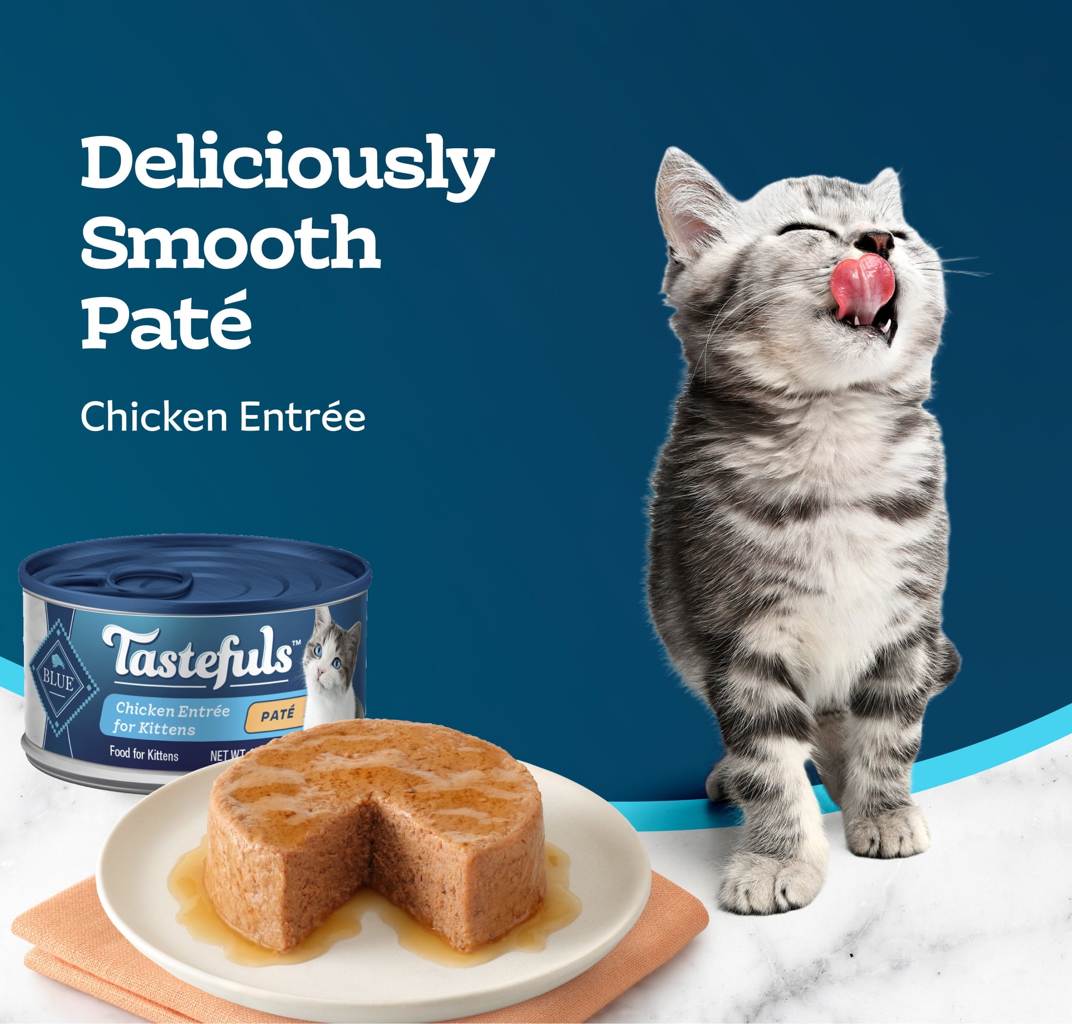 (6 pack) Blue Buffalo Tastefuls Kitten Wet Food Paté, Chicken Entrée 3-oz.