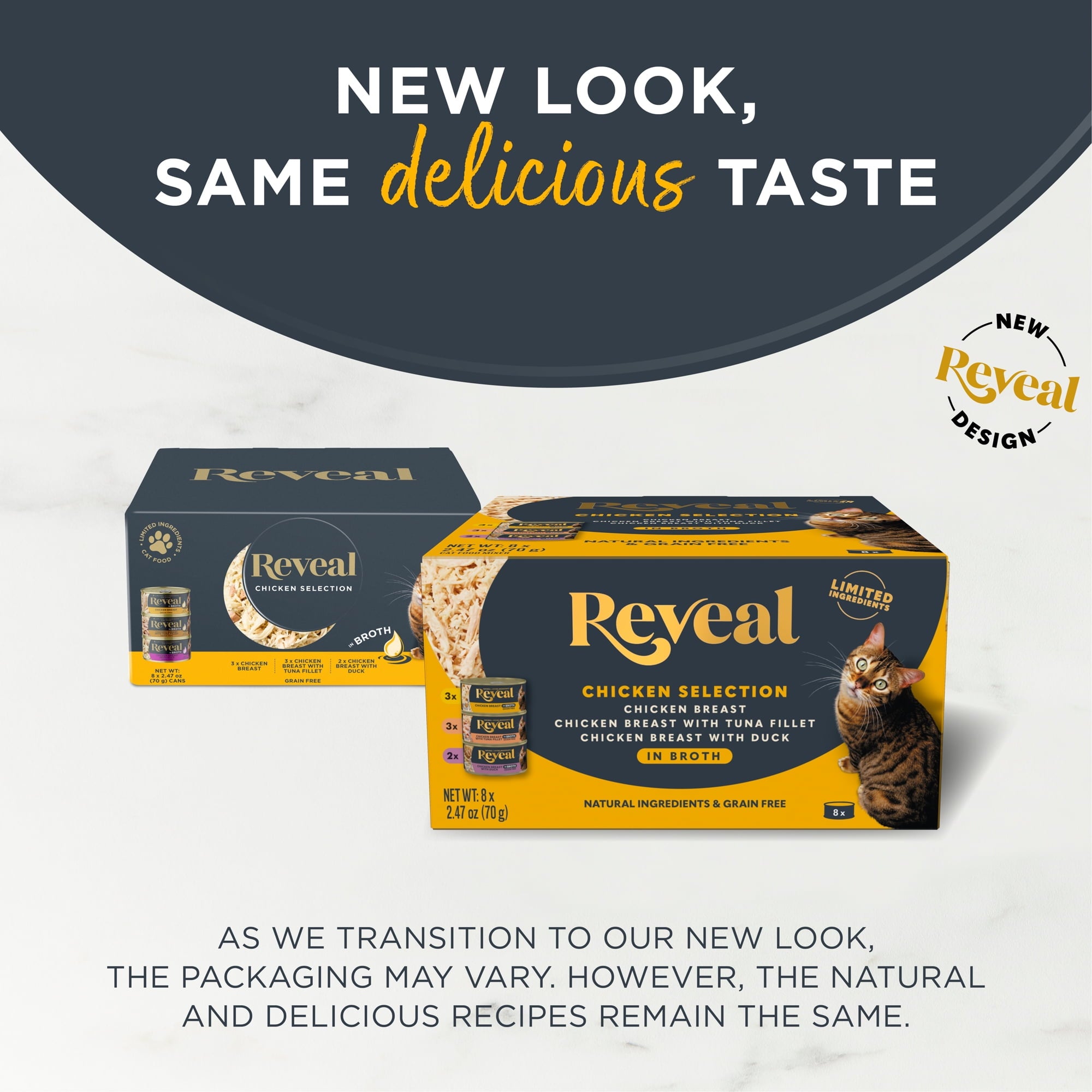 Reveal Natural Wet Cat Food, Chicken in Broth Variety Pack, 8 x 2.47oz Cans