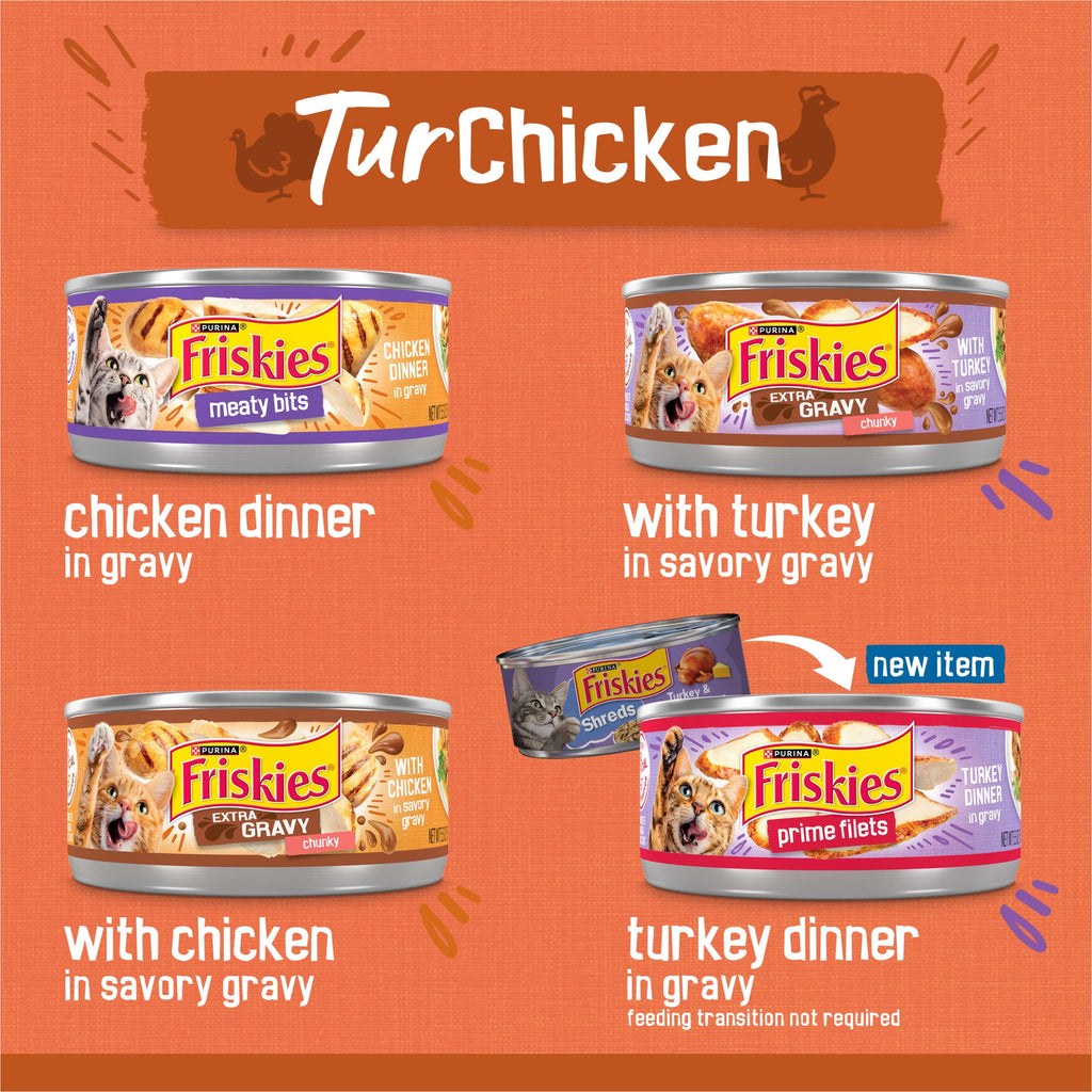 (2 pack) Purina Friskies Turchicken Gravy, Soft Variety Pack, Wet Cat Food, 5.5 oz Cans, 40 Pack