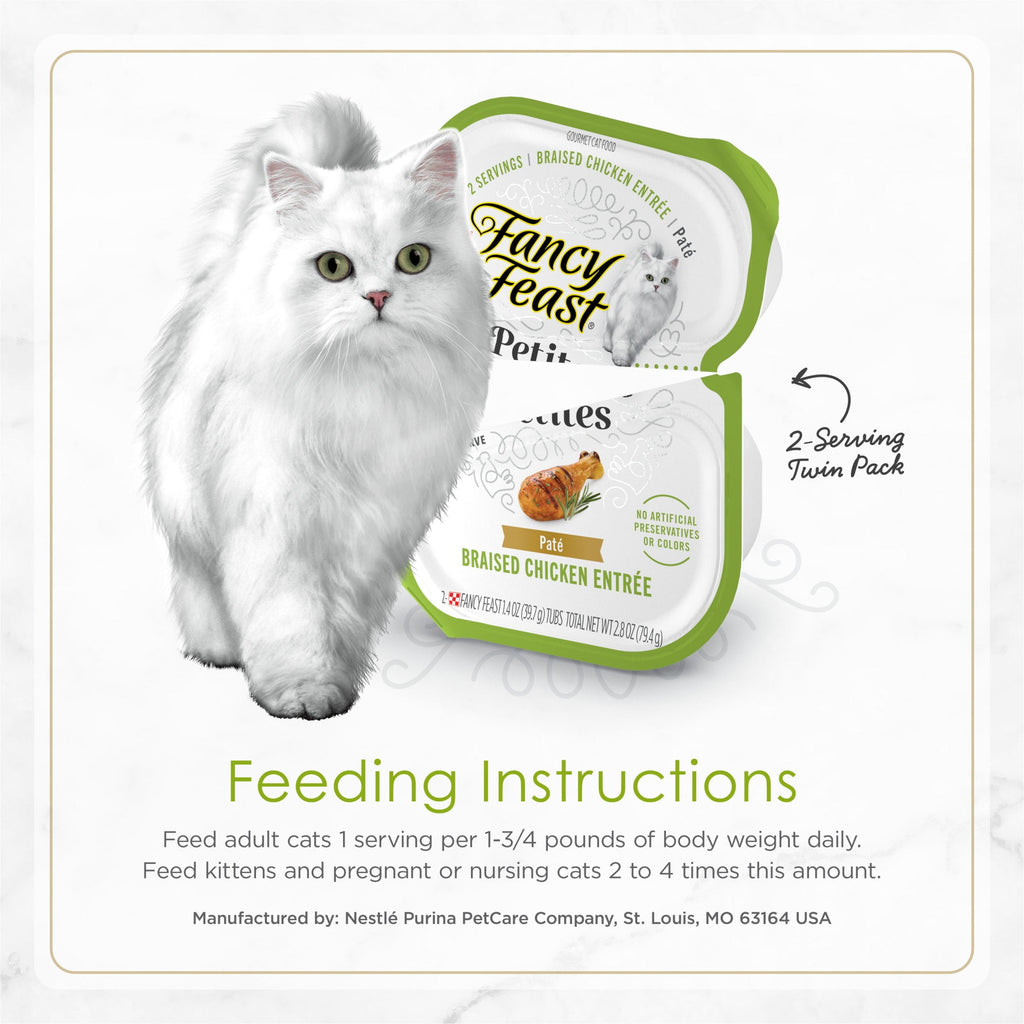 (12 pack) Purina Fancy Feast Petites Braised Chicken Entrée Gourmet Wet Cat Food Pate