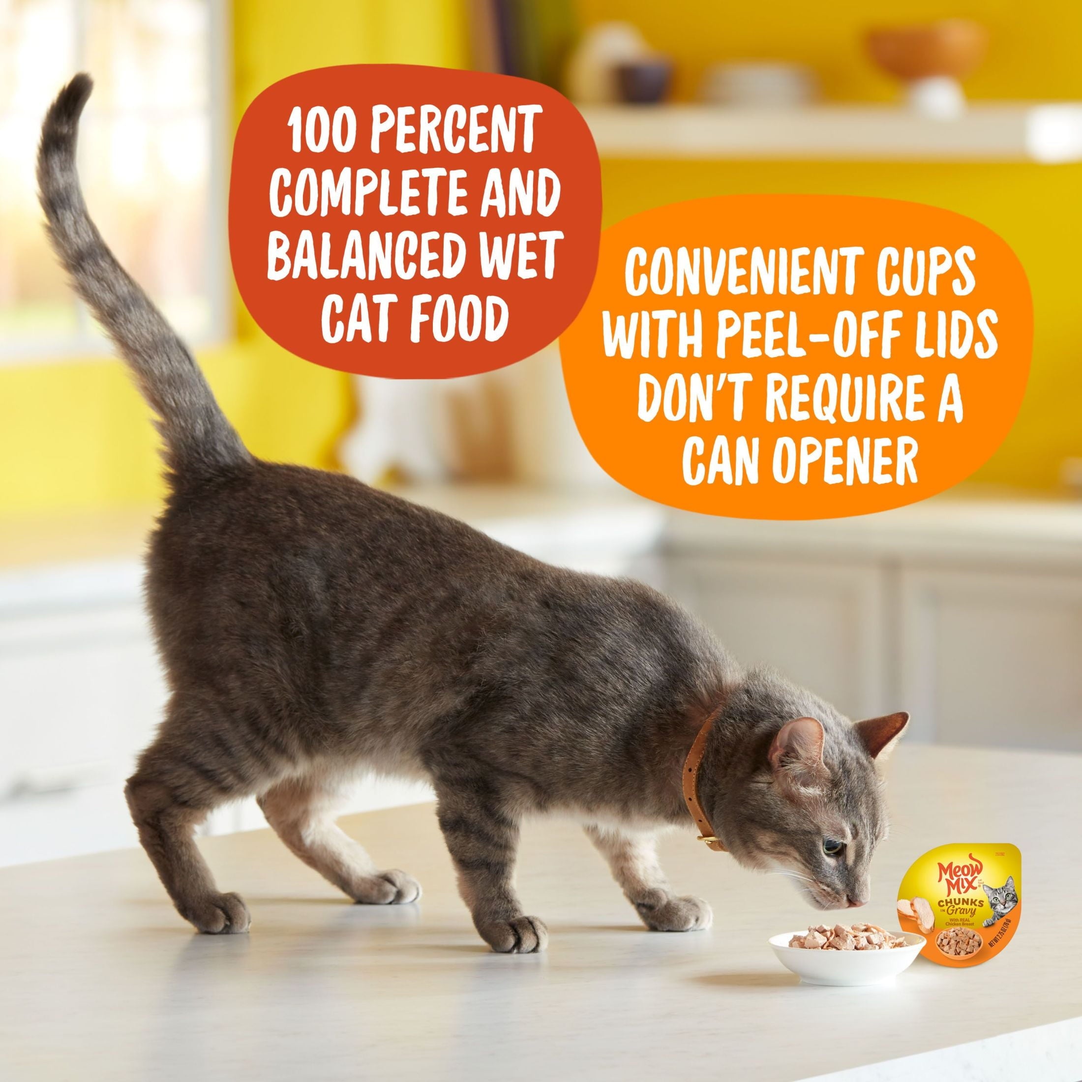Meow Mix Savory Morsels Real Chicken Breast in Gravy Wet Cat Food, 2.75 oz Cup, 12 Pack