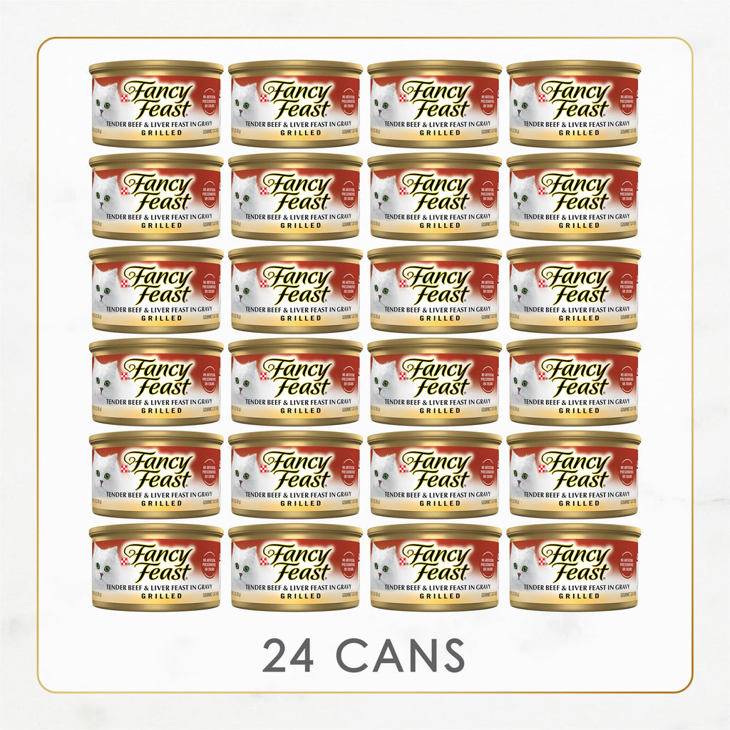 Purina Fancy Feast Grilled Kitten Food, Wet Cat Food, Beef & Liver in Gravy, 3 oz Cans (24 Pack)