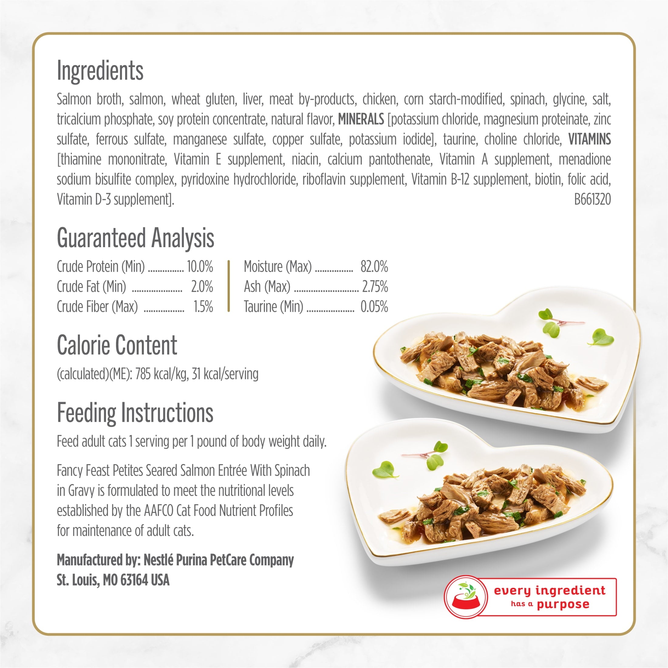 Purina Fancy Feast Petites Seared Salmon Entree With Spinach in Gravy Gourmet Wet Cat Food Pate