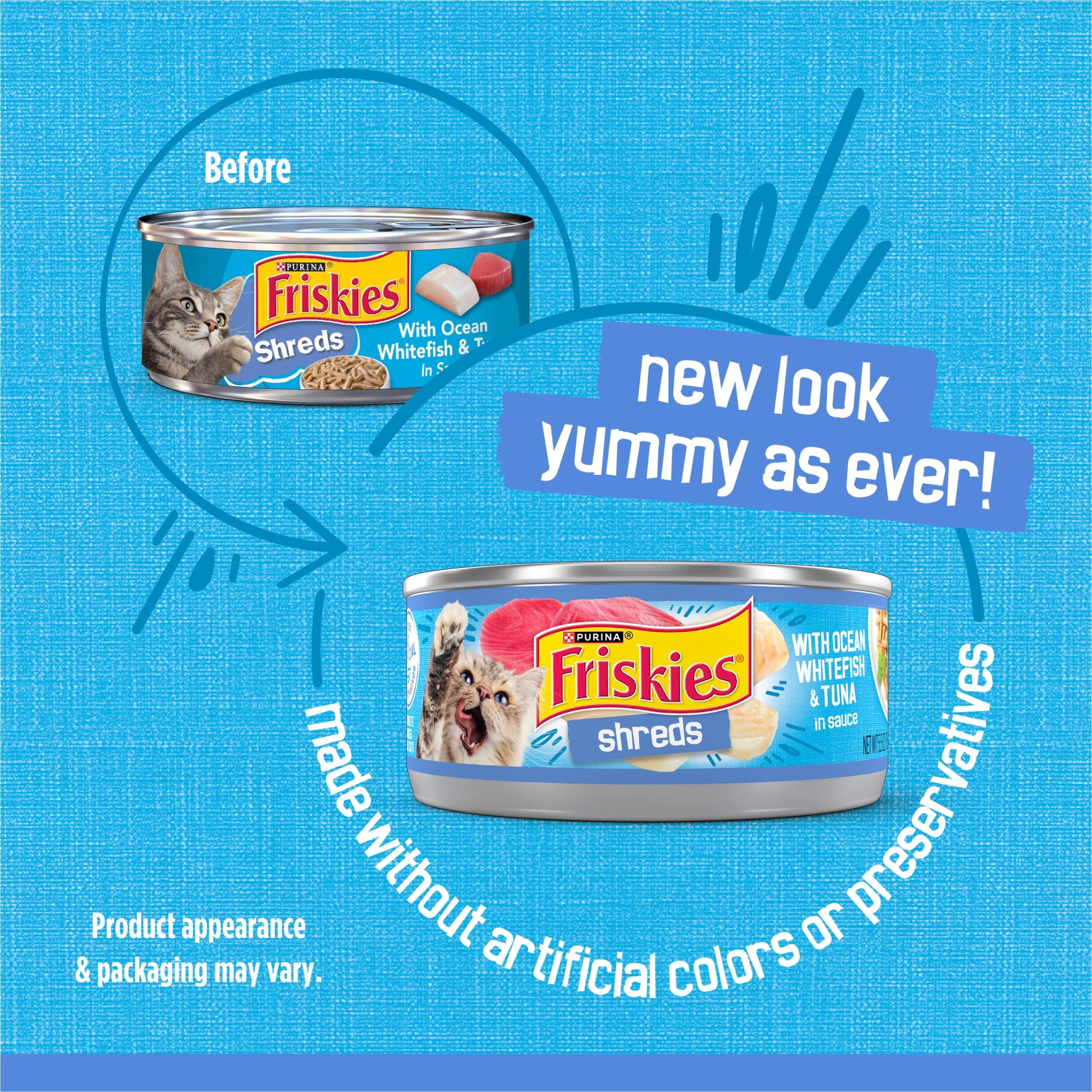 Purina Friskies Shreds With Ocean Whitefish and Tuna in Sauce, Wet Cat Food, 5.5 oz Can