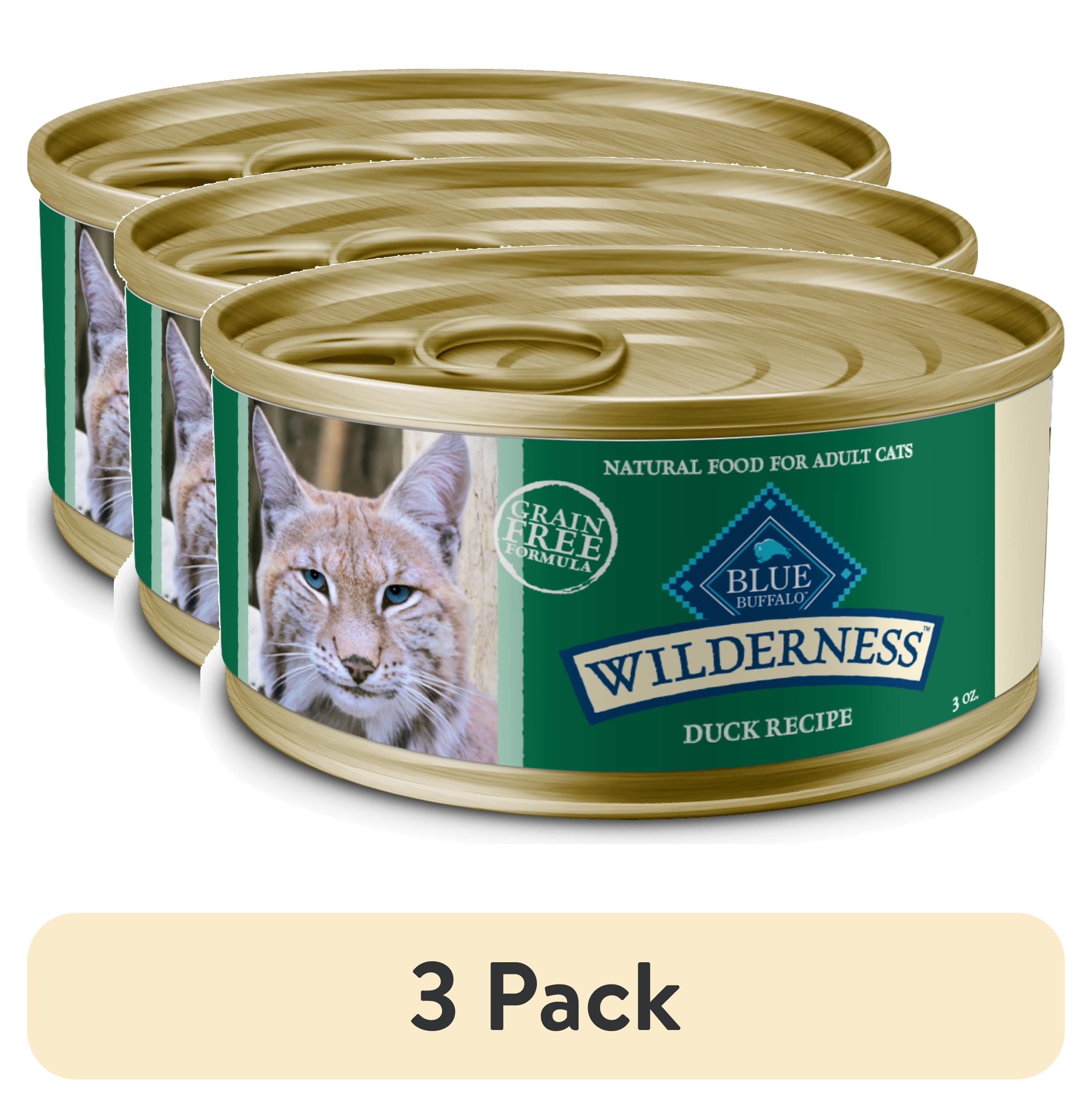 (3 pack) Blue Buffalo Wilderness High-Protein Adult Cat Wet Food, Duck, 3-oz. Can