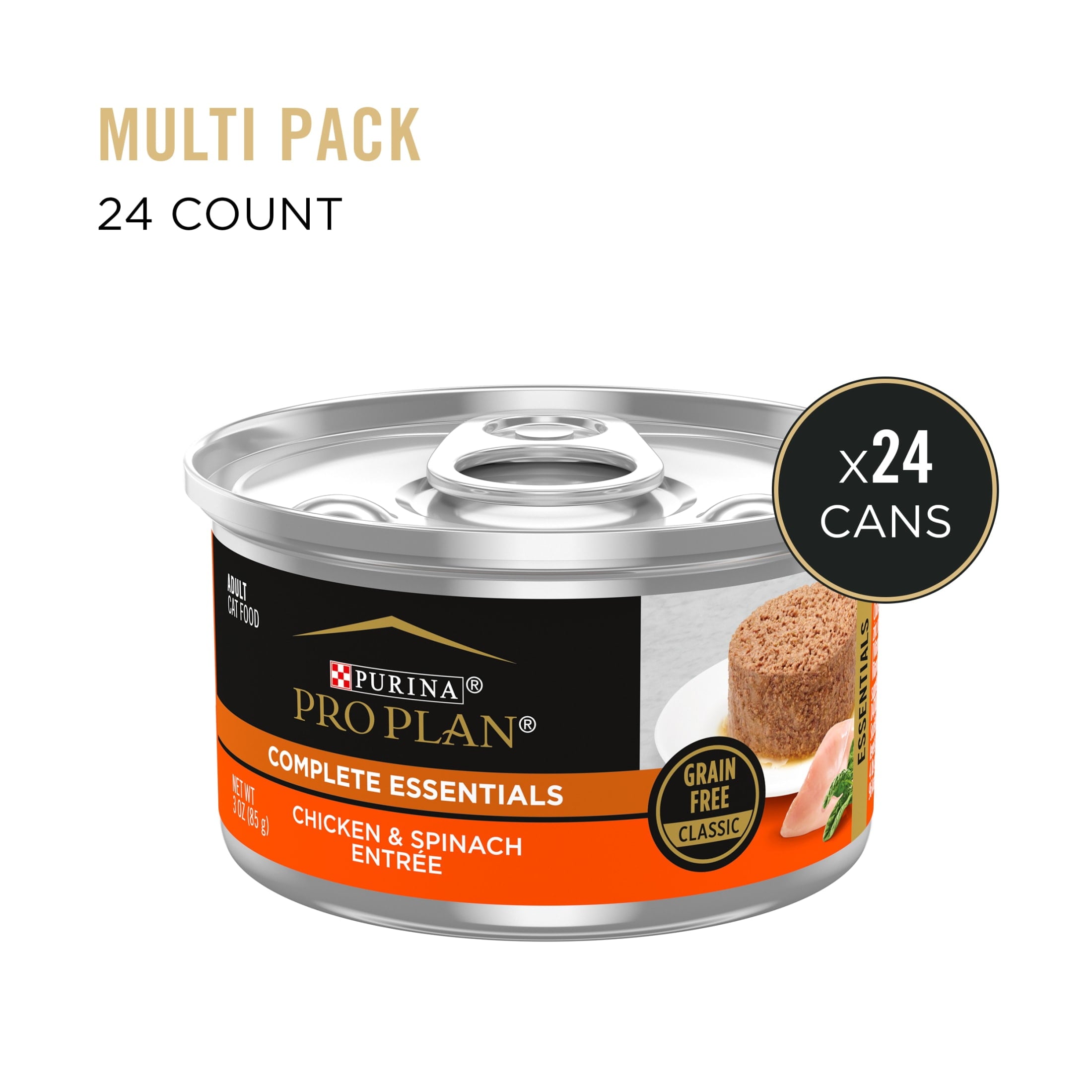 Purina Pro Plan, Grain Free Chicken and Spinach, Wet Cat Food, 3 oz Cans, 24 Pack