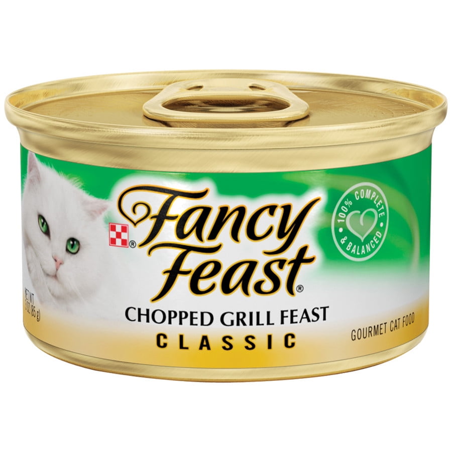 ( 4 Pack ) Fancy Feast Classic Pate Chopped Grill Wet Cat Food, 3 oz cans