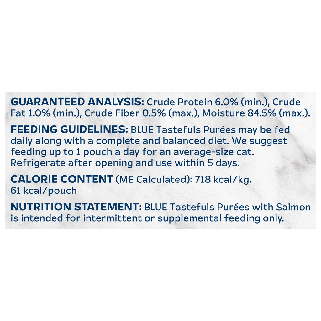 Blue Buffalo Tastefuls Adult Cat Natural Purees, Salmon 3-oz Resealable Twist Cap Pouch