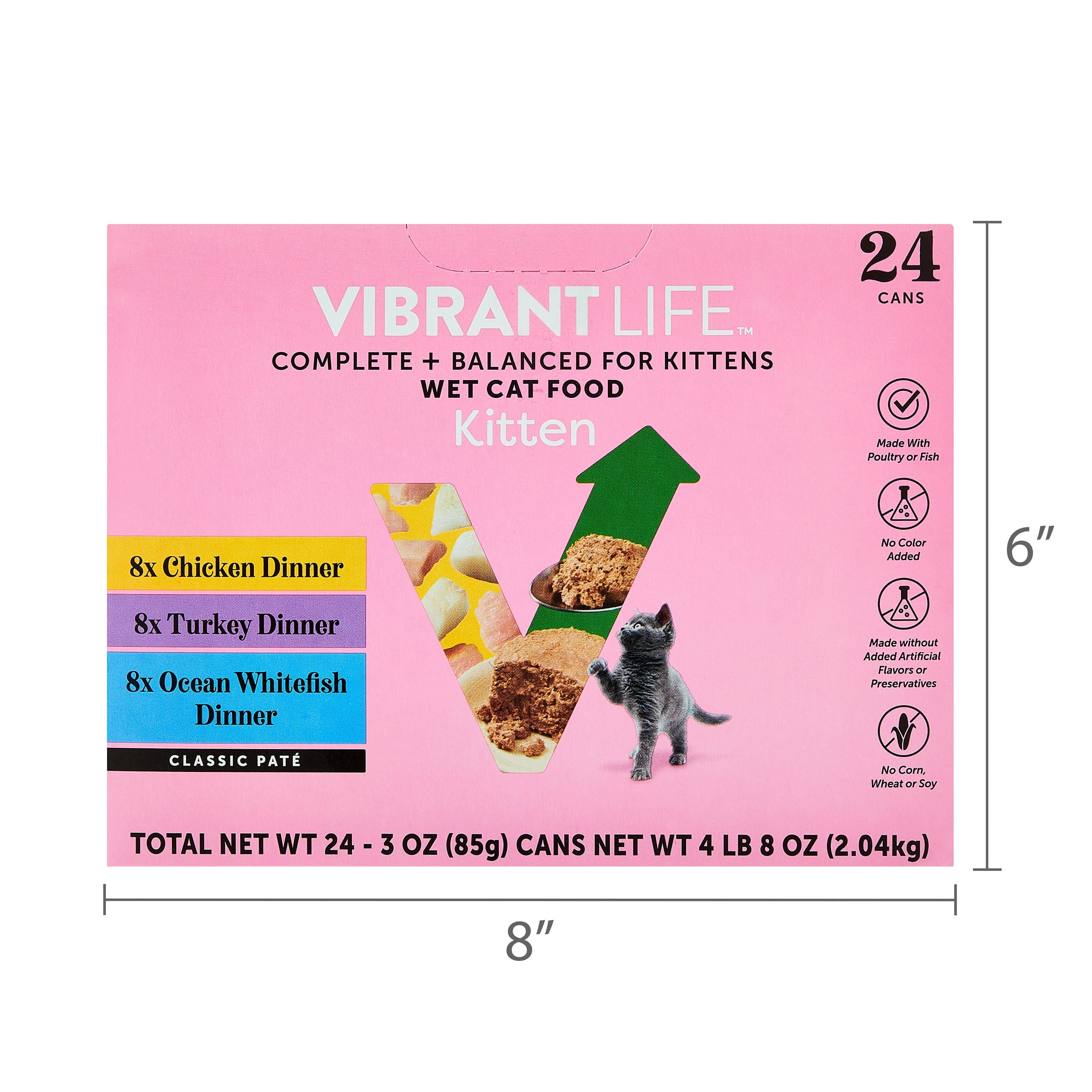 Vibrant Life Variety Pack Classic Pate Wet Kitten Food, Grain-Free, 3 oz Cans, 24 Count
