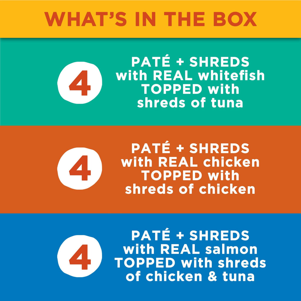 Meow Mix Pate Toppers Seafood & Poultry Variety Pack, Wet Cat Food , 2.75 oz Cup, 12 Pack