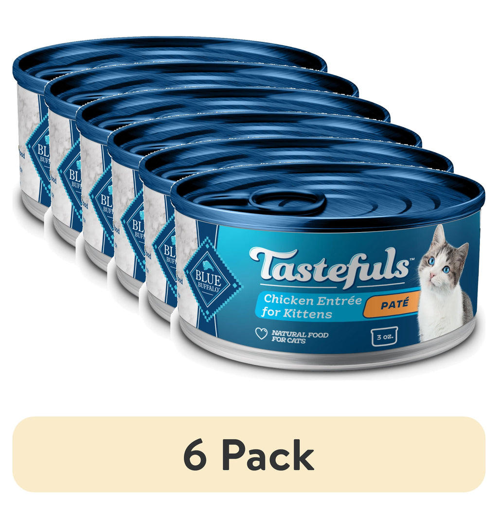 (6 pack) Blue Buffalo Tastefuls Kitten Wet Food Paté, Chicken Entrée 3-oz.