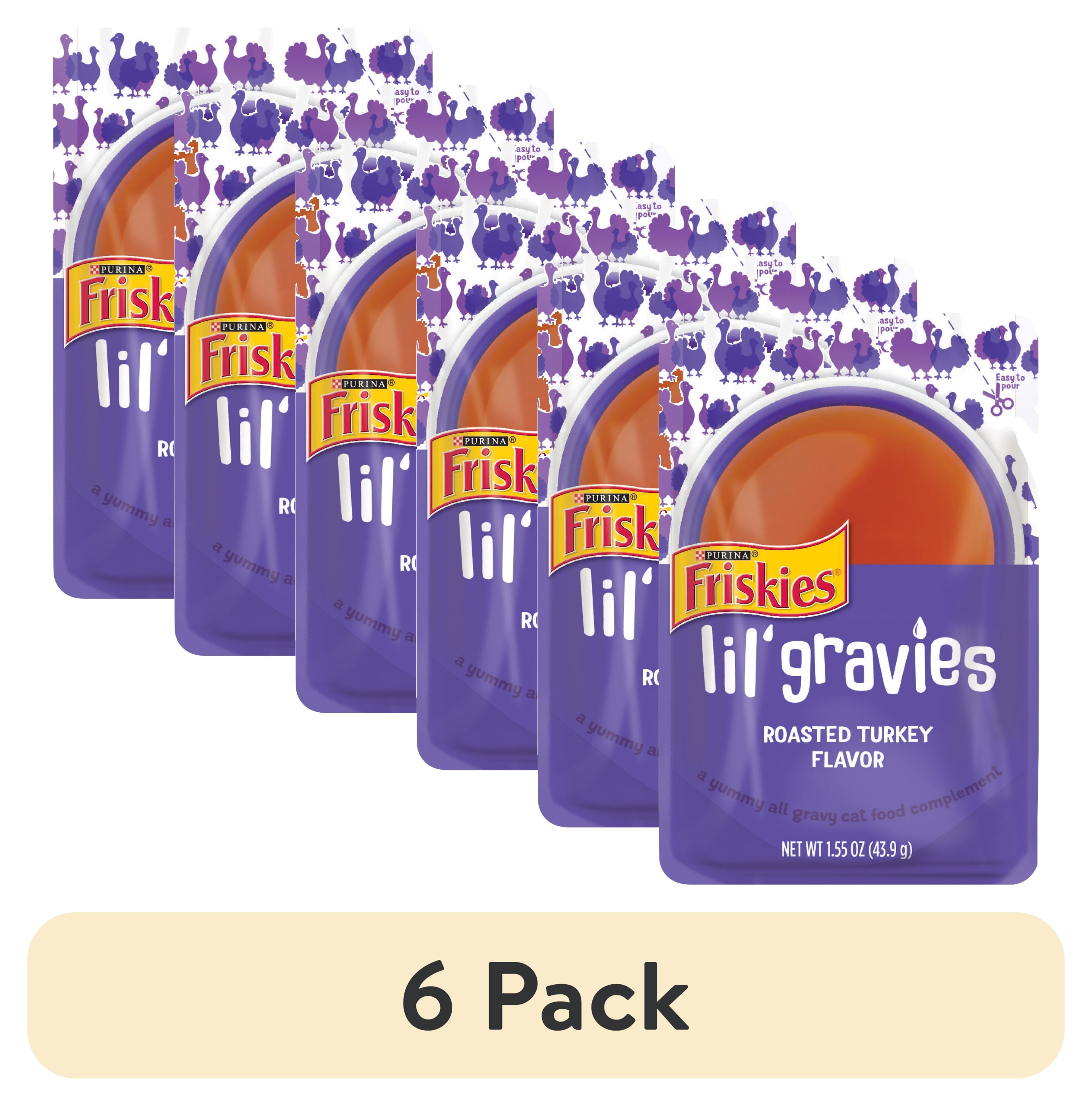 (6 pack) Purina Friskies Lil Gravies, Roasted Turkey Flavor Gravy, Wet Cat Food, 1.55 oz. Pouch