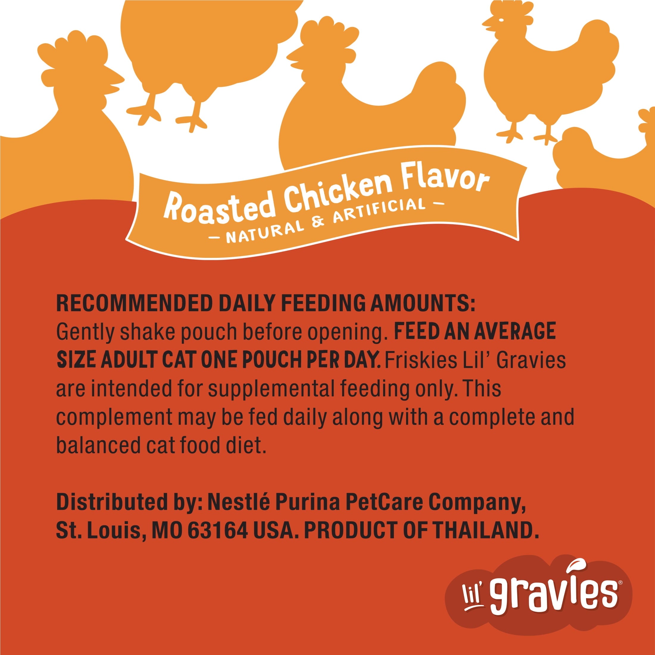 Purina Friskies Lil Gravies Roasted Chicken Flavor Gravy, Wet Cat Food, 1.1 oz. Pouch, 16 Count