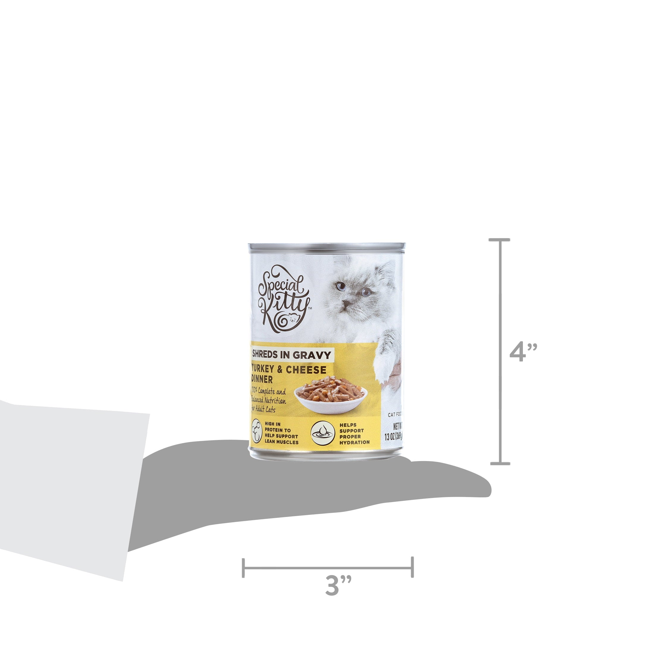 Special Kitty Turkey & Cheese Dinner Shreds in Gravy Wet Cat Food, 13 oz Cans (12 Pack)