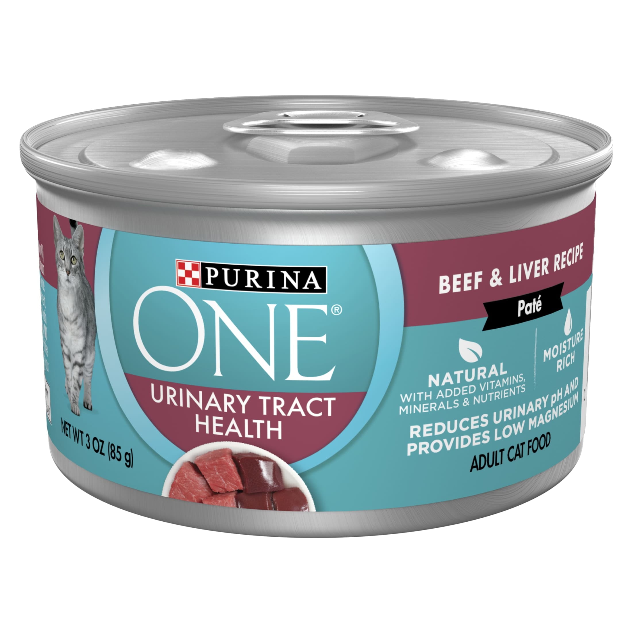 (6 pack) Purina ONE Urinary Tract Health, Soft Beef & Liver, Wet Cat Food, 3 oz Can