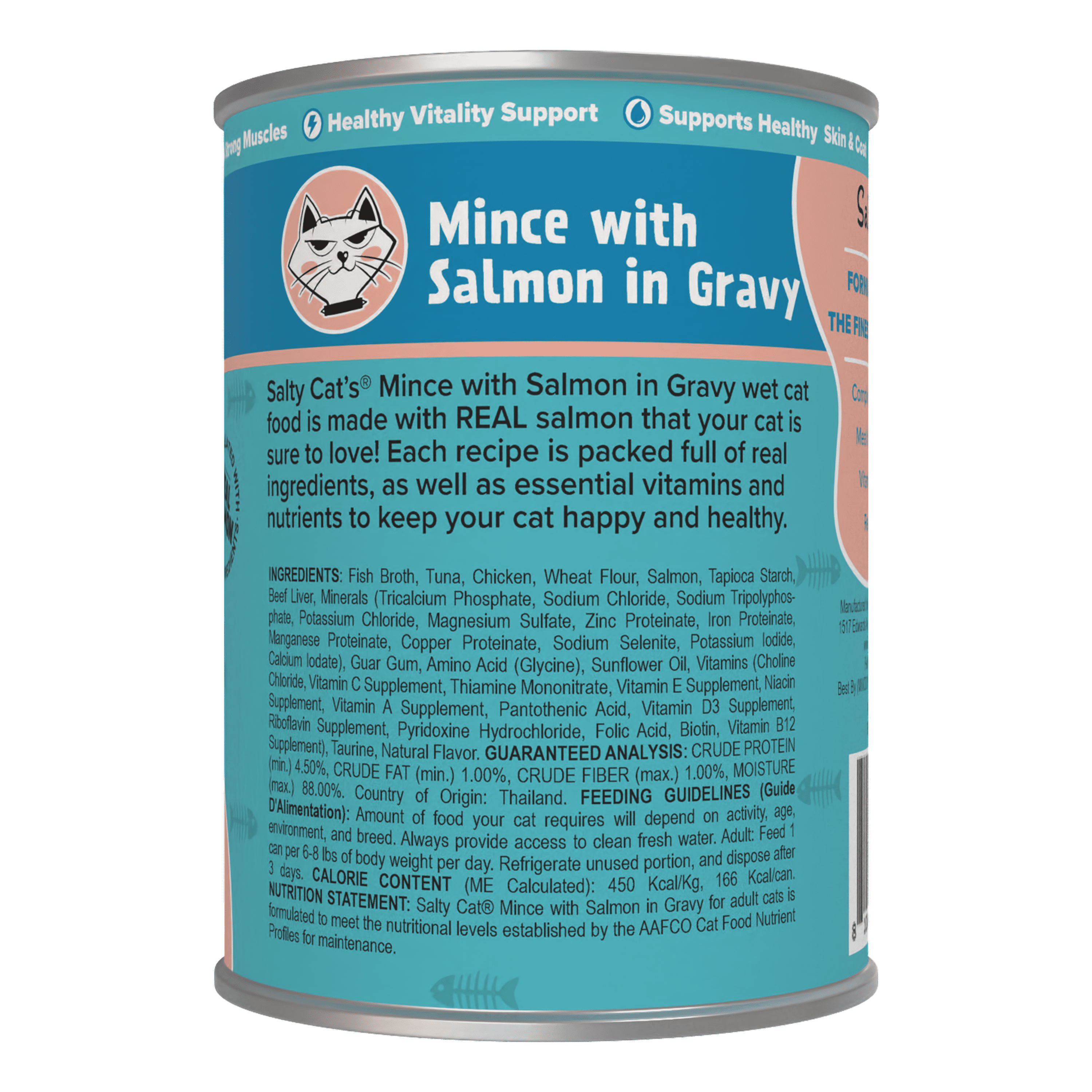 Salty Cat Minced Salmon Flavor in Gravy Wet Cat Food, 13 oz Can