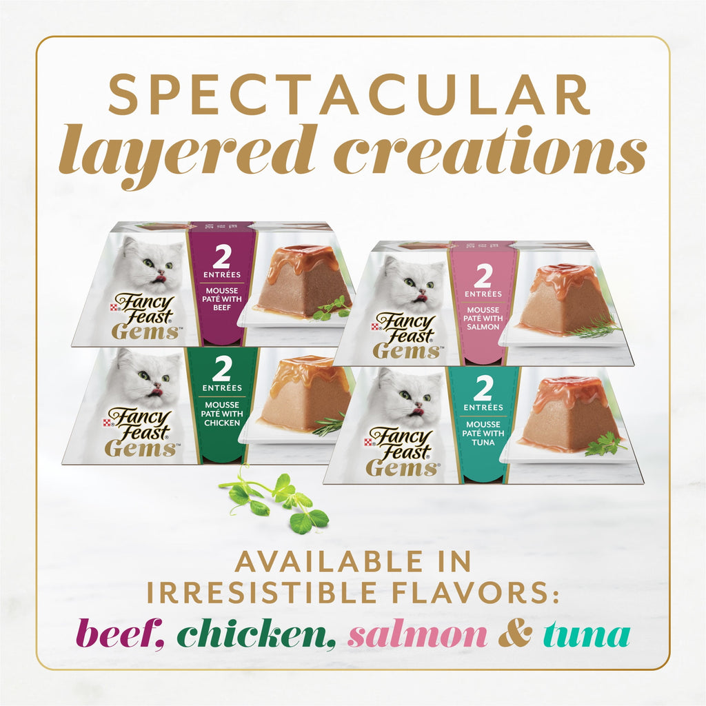 Fancy Feast Gems Pate Mousse and a Halo of Savory Gravy Wet Cat Food Variety Pack, (1) 12 ct Boxes
