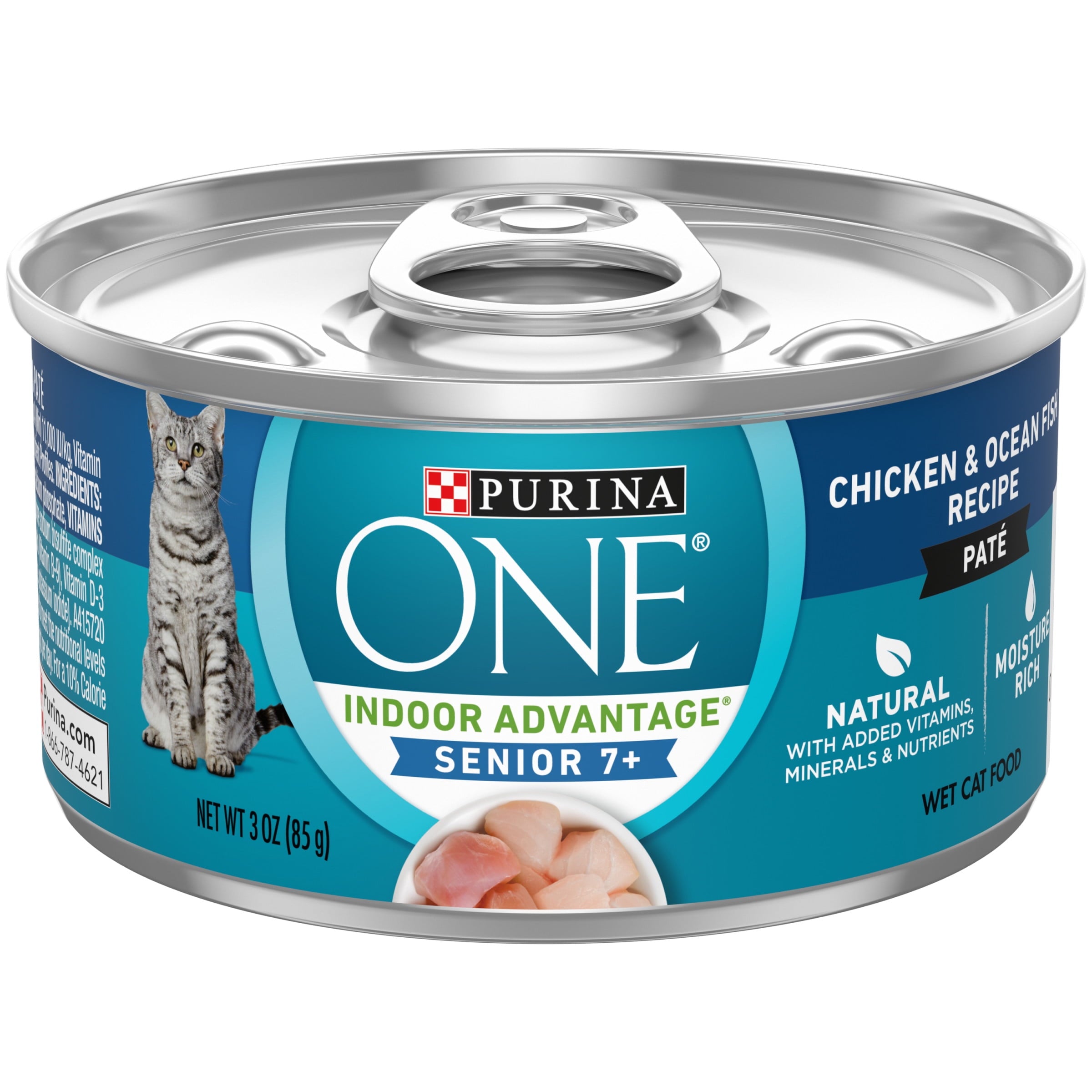 (8 pack) Purina One Indoor Advantage, Chicken & Oceanfish, Wet Cat Food for Adult Cats, 3 oz Can