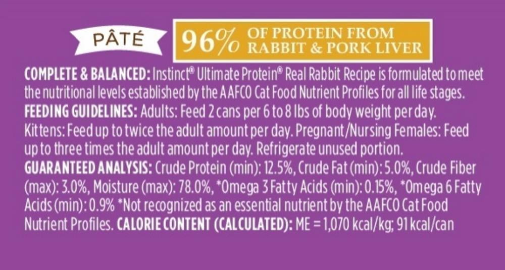 Instinct Ultimate Protein Grain Free Rabbit Natural Canned Cat Food 3oz, case of 24