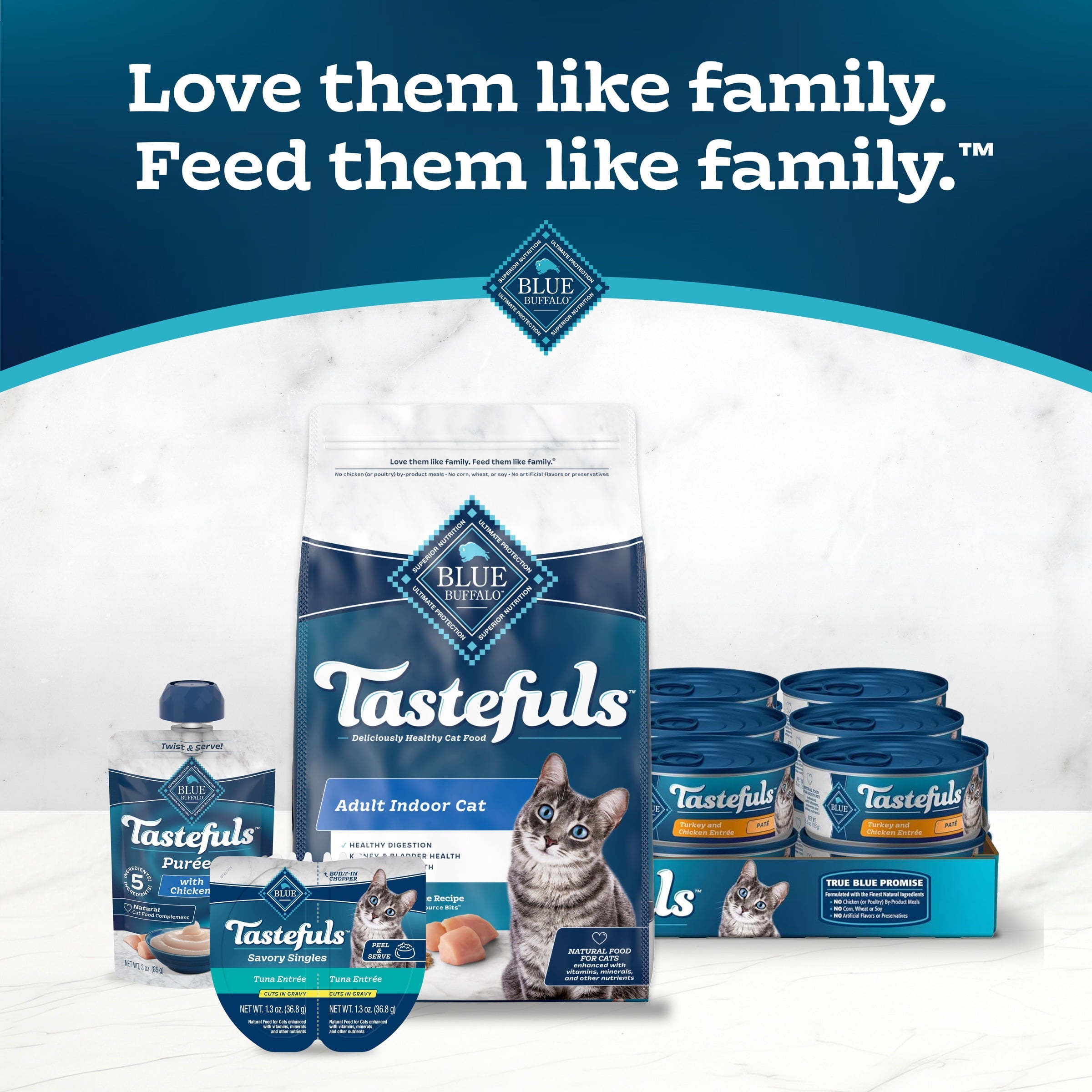 (6 pack) Blue Buffalo Tastefuls Natural Wet Cat Food, Adult, Chicken Paté, 5.5-oz. Can