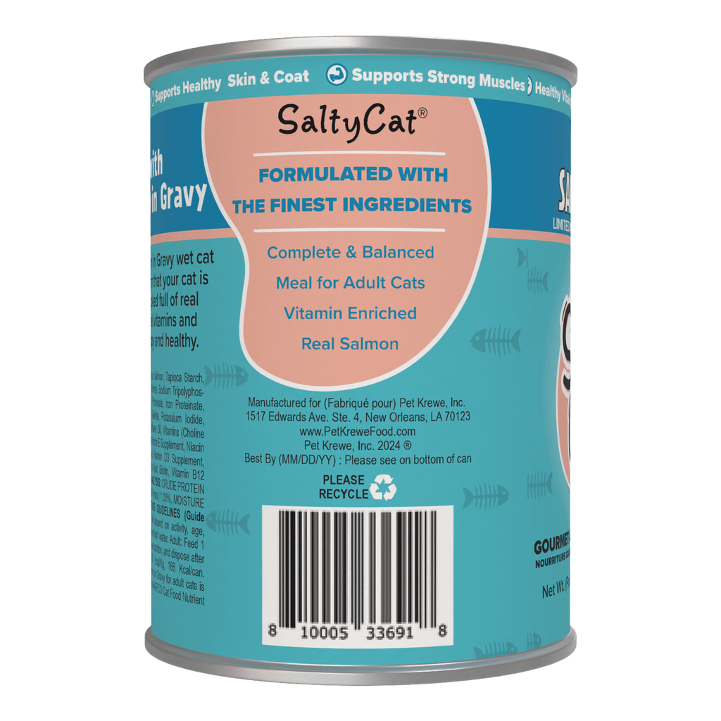 Salty Cat Minced Salmon Flavor in Gravy Wet Cat Food, 13 oz Can