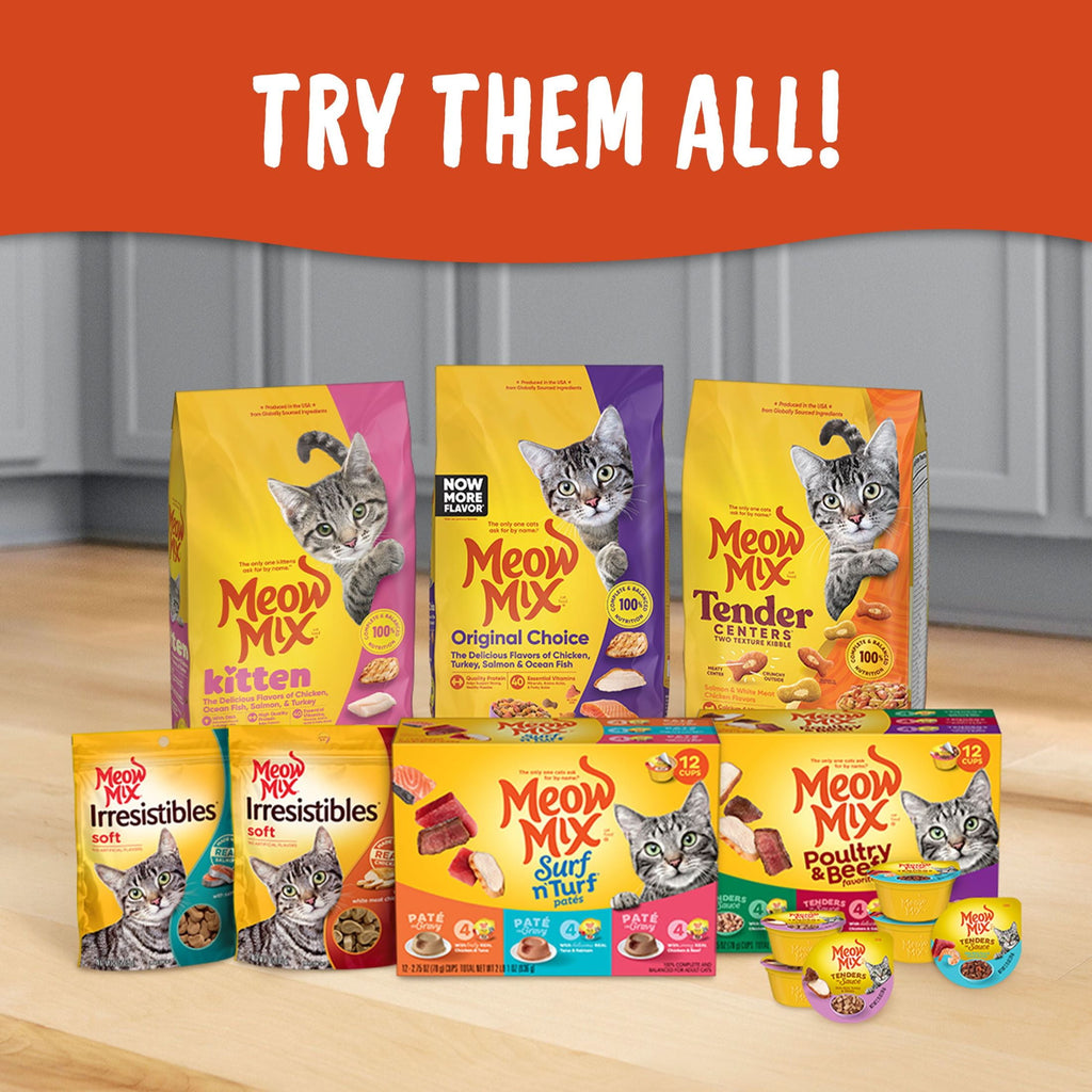 Meow Mix Pate Toppers Seafood & Poultry Variety Pack, Wet Cat Food , 2.75 oz Cup, 12 Pack