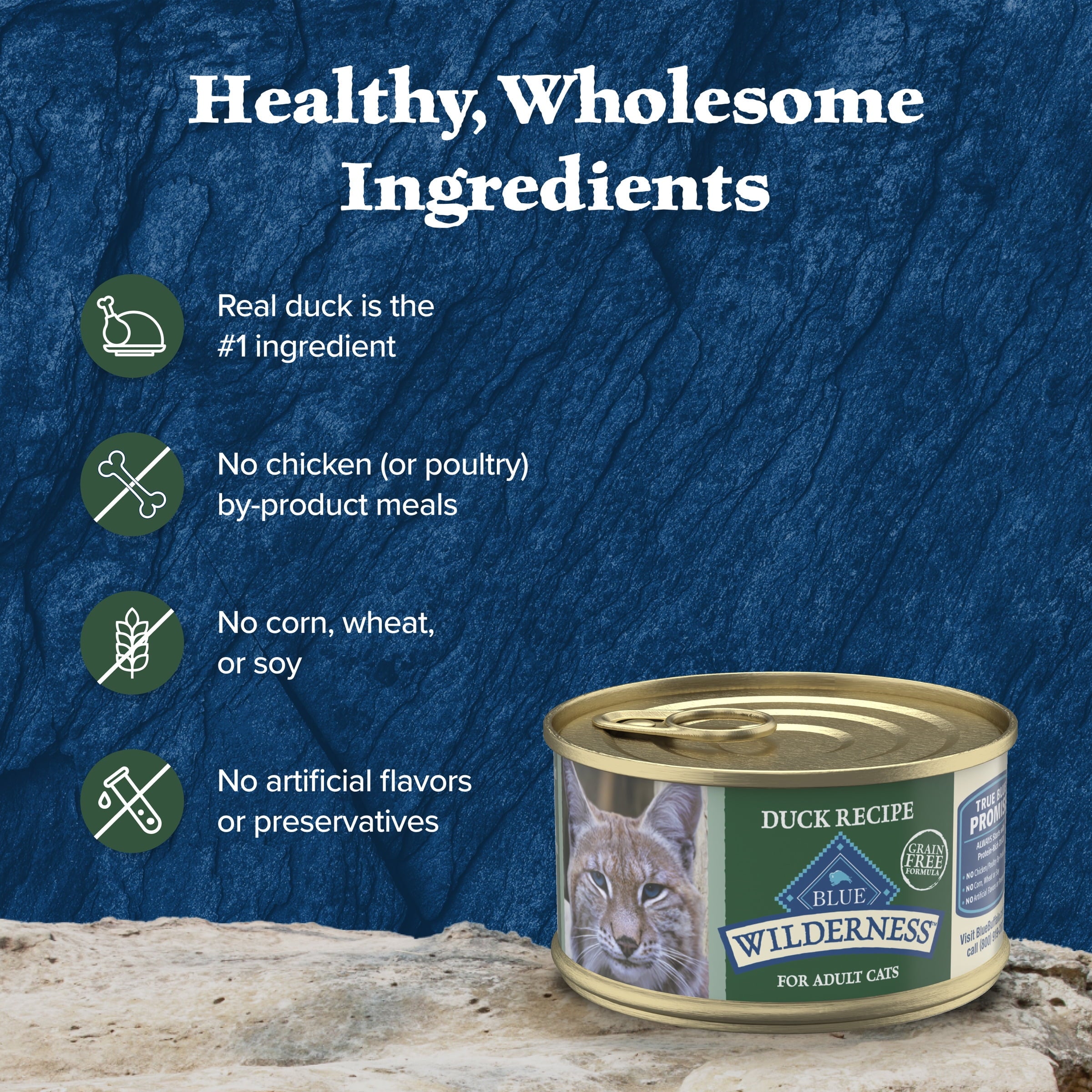 (3 pack) Blue Buffalo Wilderness High-Protein Adult Cat Wet Food, Duck, 3-oz. Can