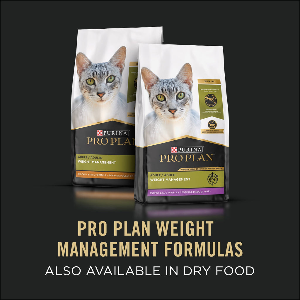 Purina Pro Plan Weight Management, Turkey Rice, Wet Cat Food3 oz Cans, 24 Pack