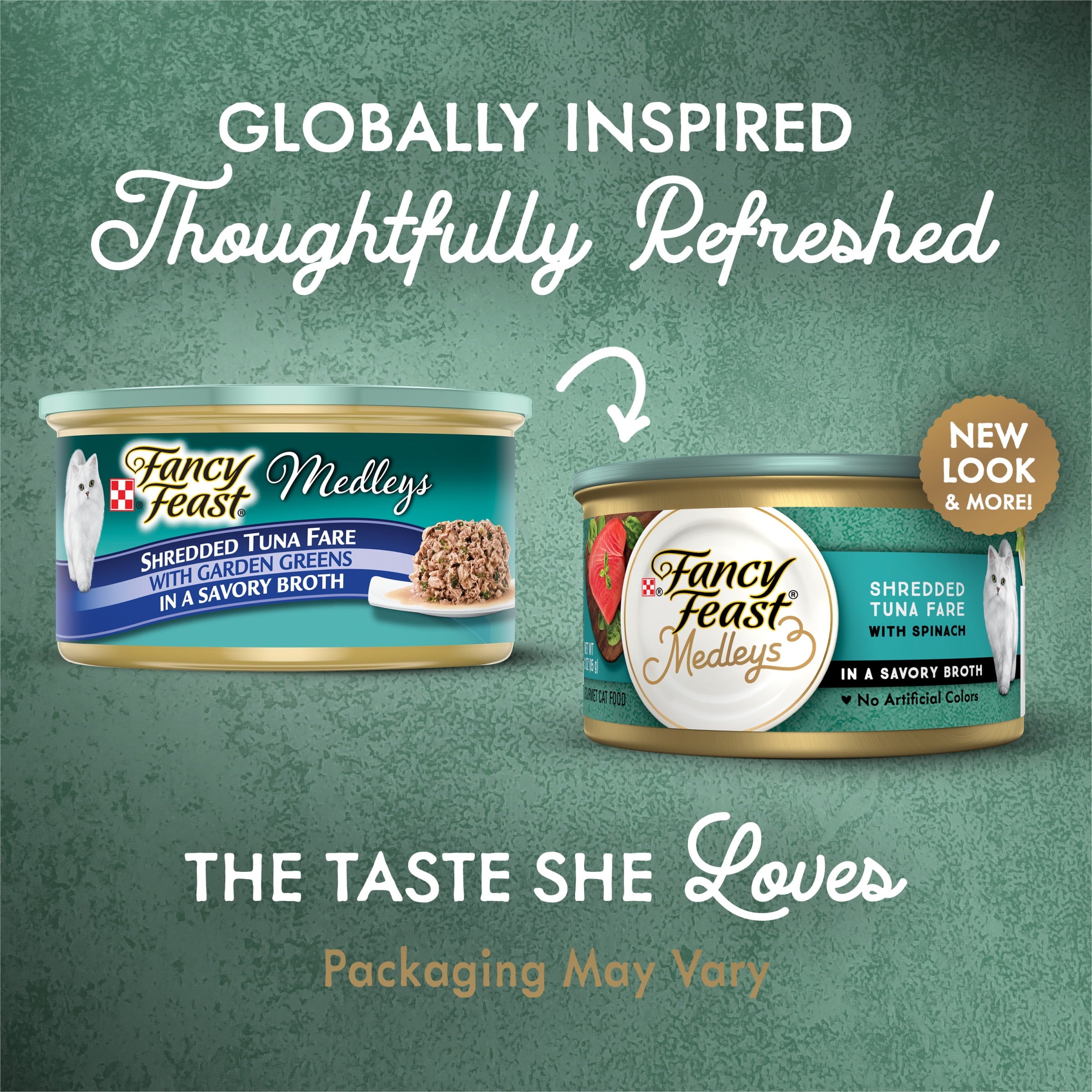 Purina Fancy Feast Medleys Kitten Food, Wet Cat Food, Shredded Tuna & Spinach, 3 oz Cans (24 Pack)