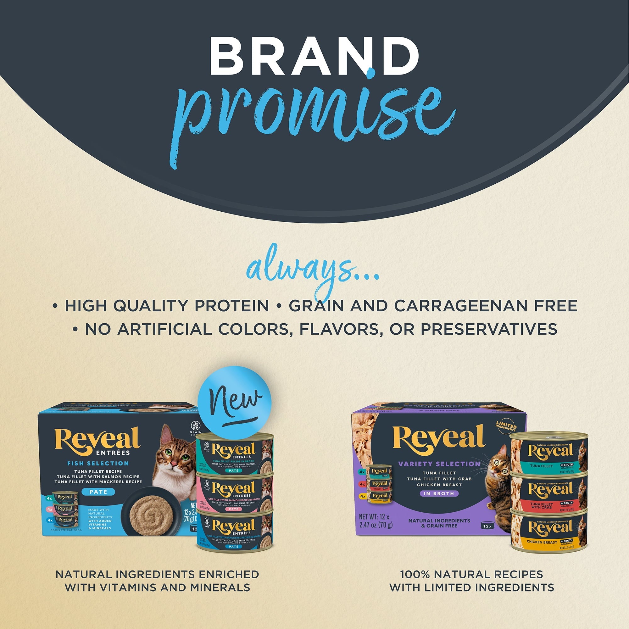 Reveal Natural Wet Cat Food, Chicken in Broth Variety Pack, 8 x 2.47oz Cans