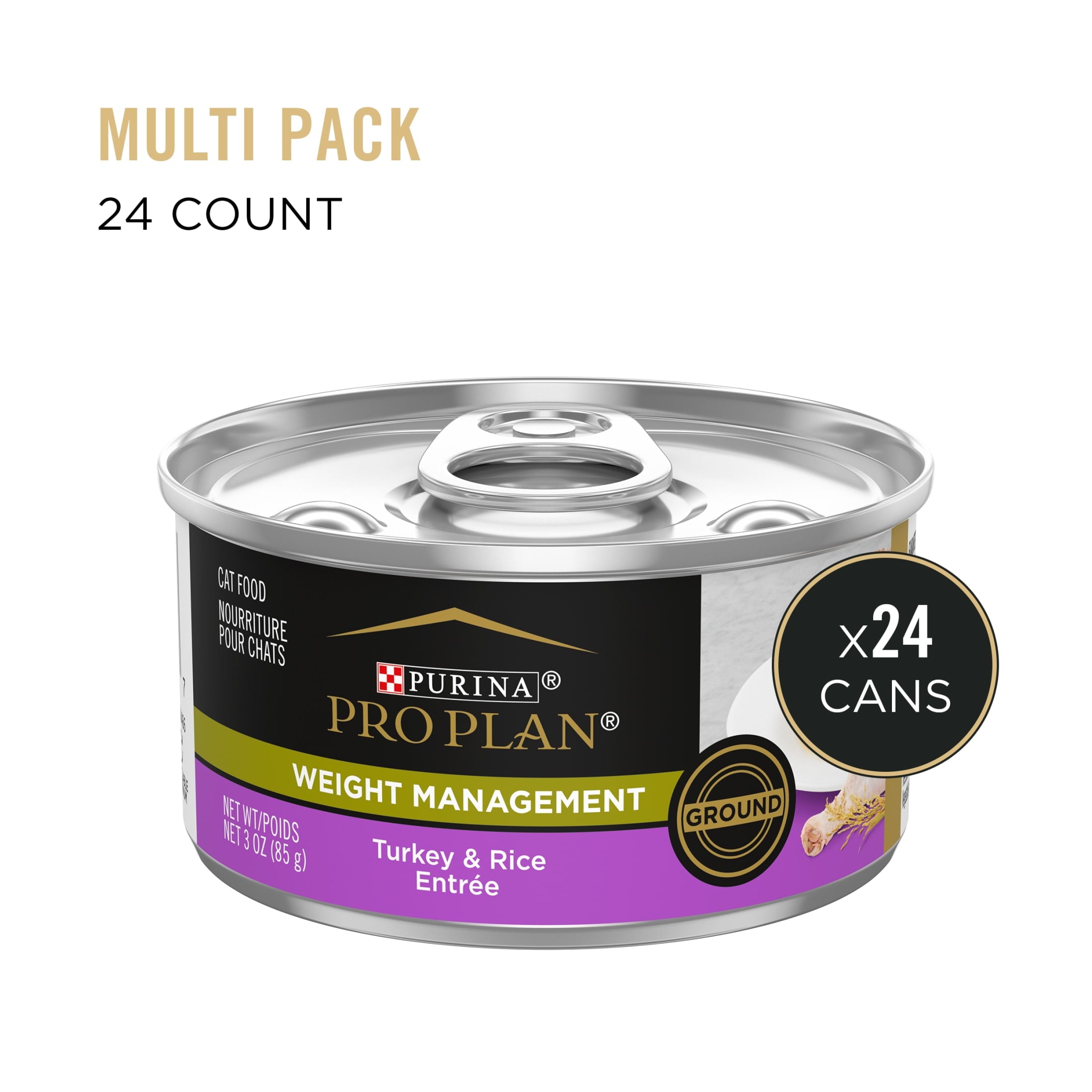 Purina Pro Plan Weight Management, Turkey Rice, Wet Cat Food3 oz Cans, 24 Pack