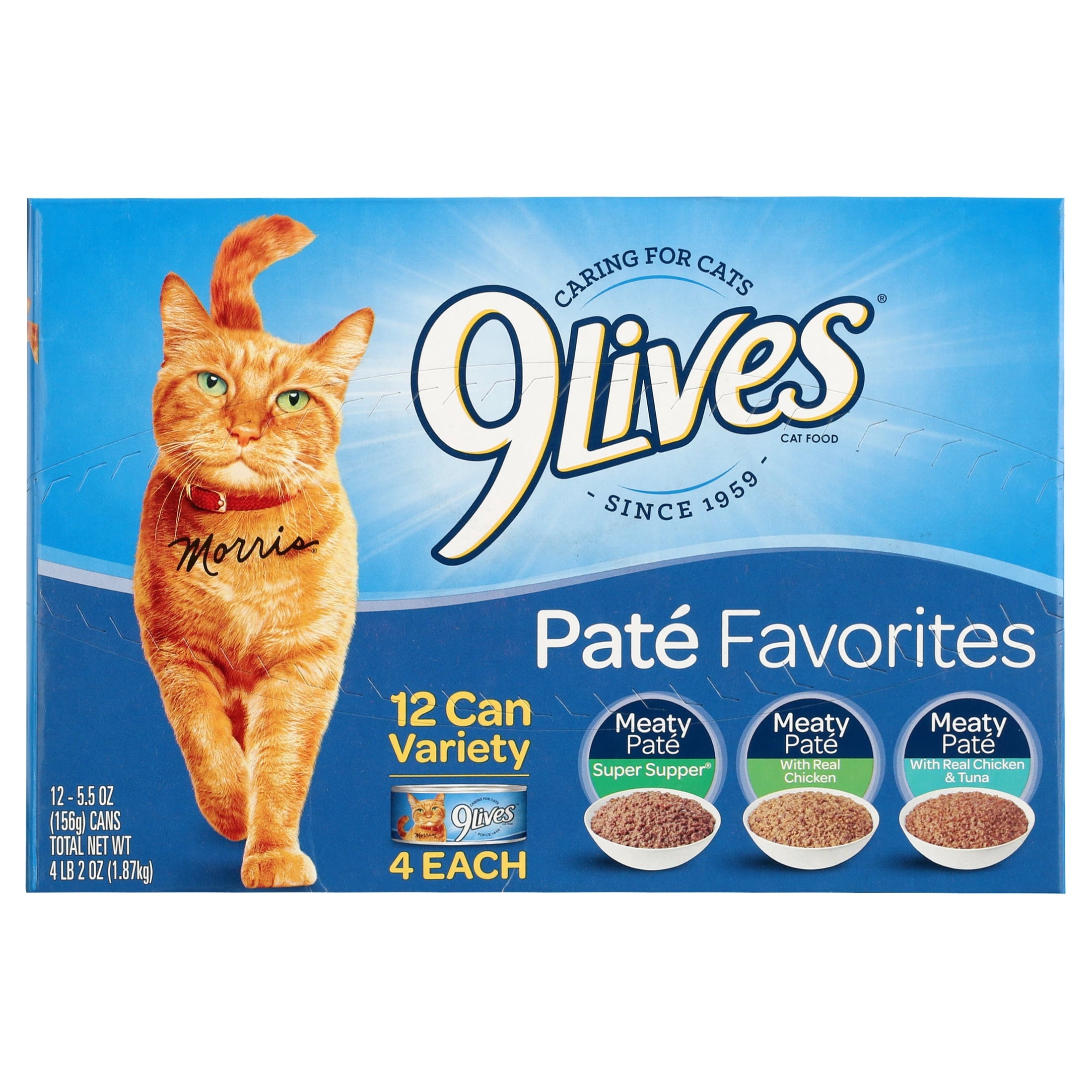9Lives Paté Favorites Variety Pack Wet Cat Food, 5.5-Ounce Cans, 12-Count