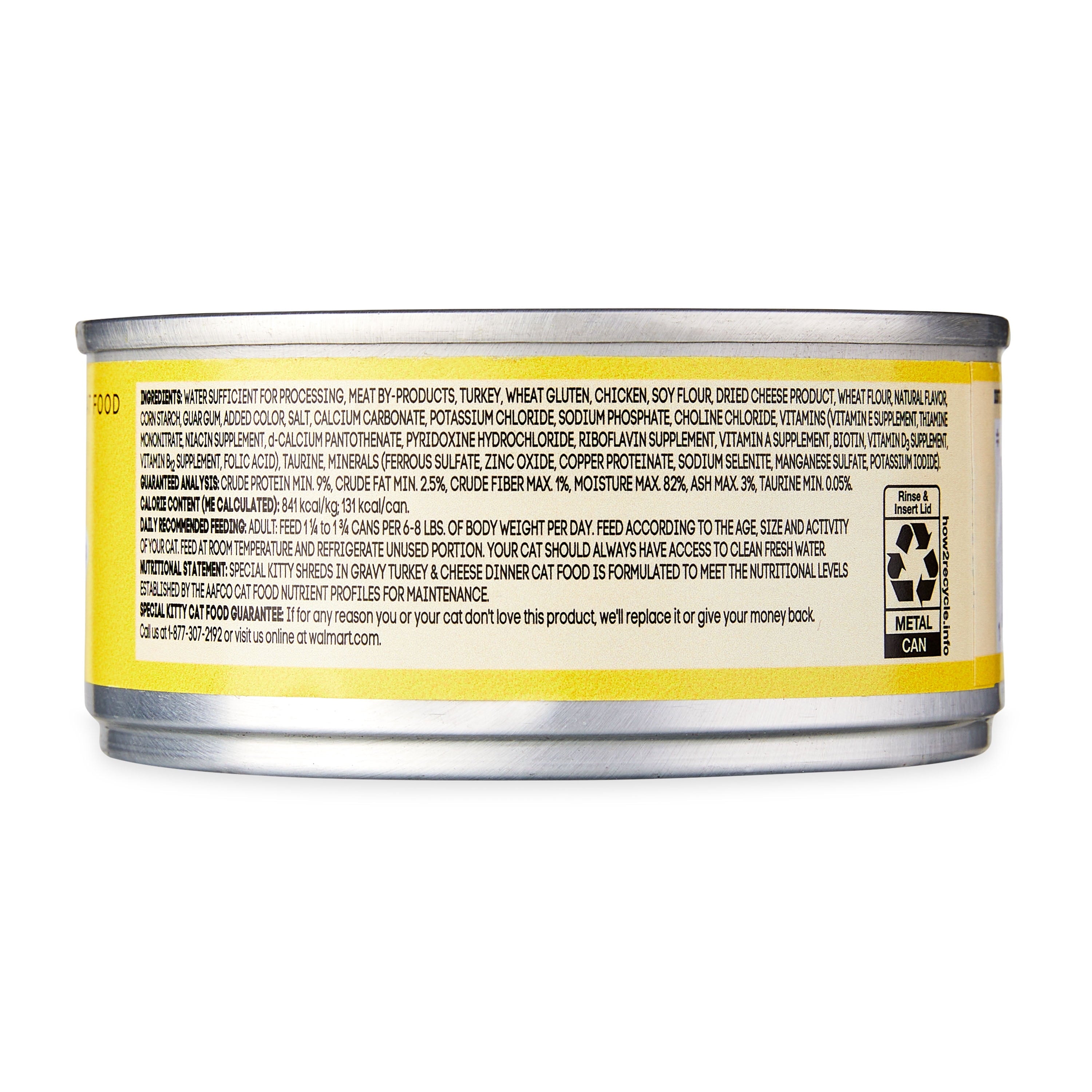 (12 pack) Special Kitty Turkey & Cheese Dinner Shreds in Gravy Wet Cat Food, 5.5 oz Can
