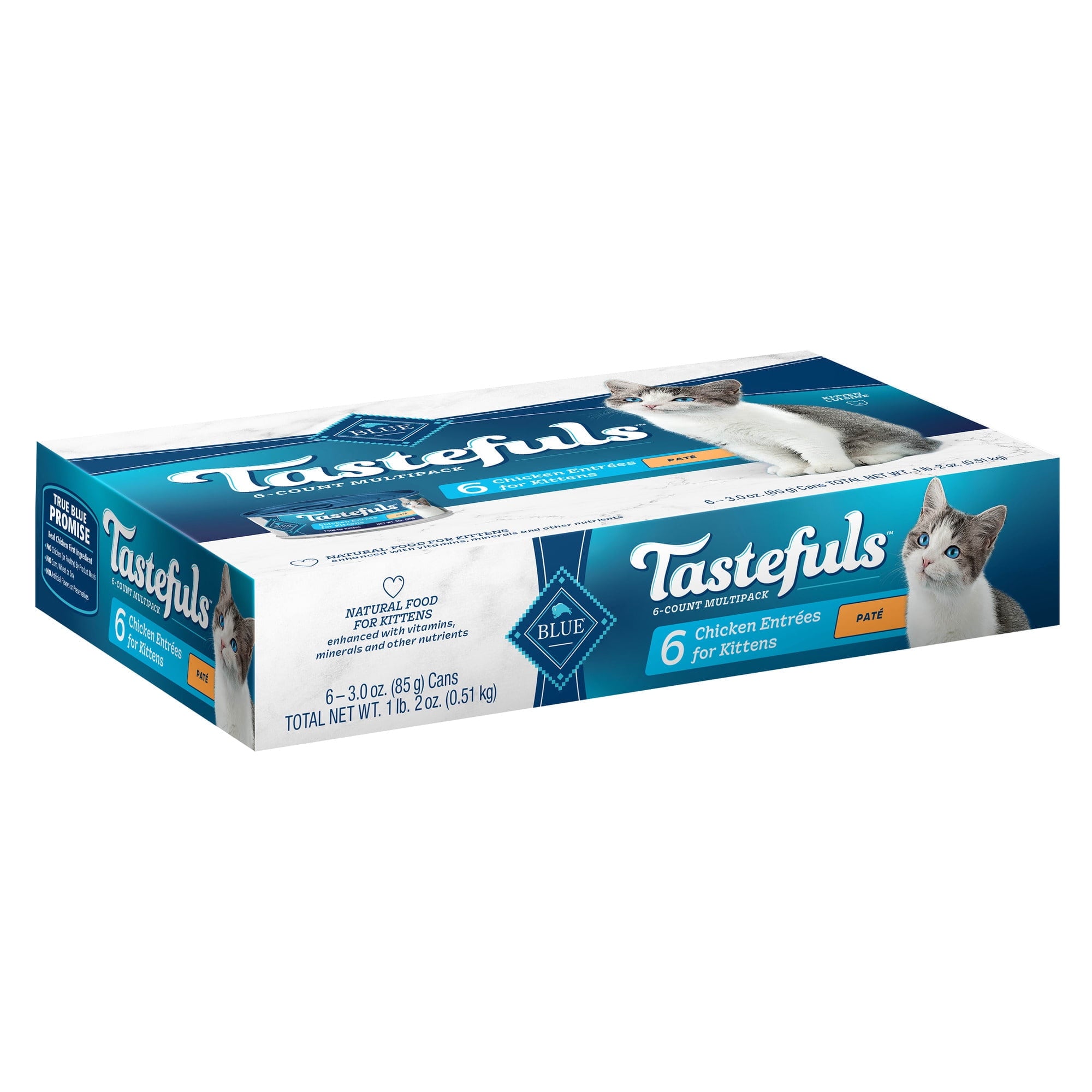 Blue Buffalo Tastefuls Kitten Chicken Entree Pate Wet Cat Food Multipack - 3oz/6ct (Pack of 12)