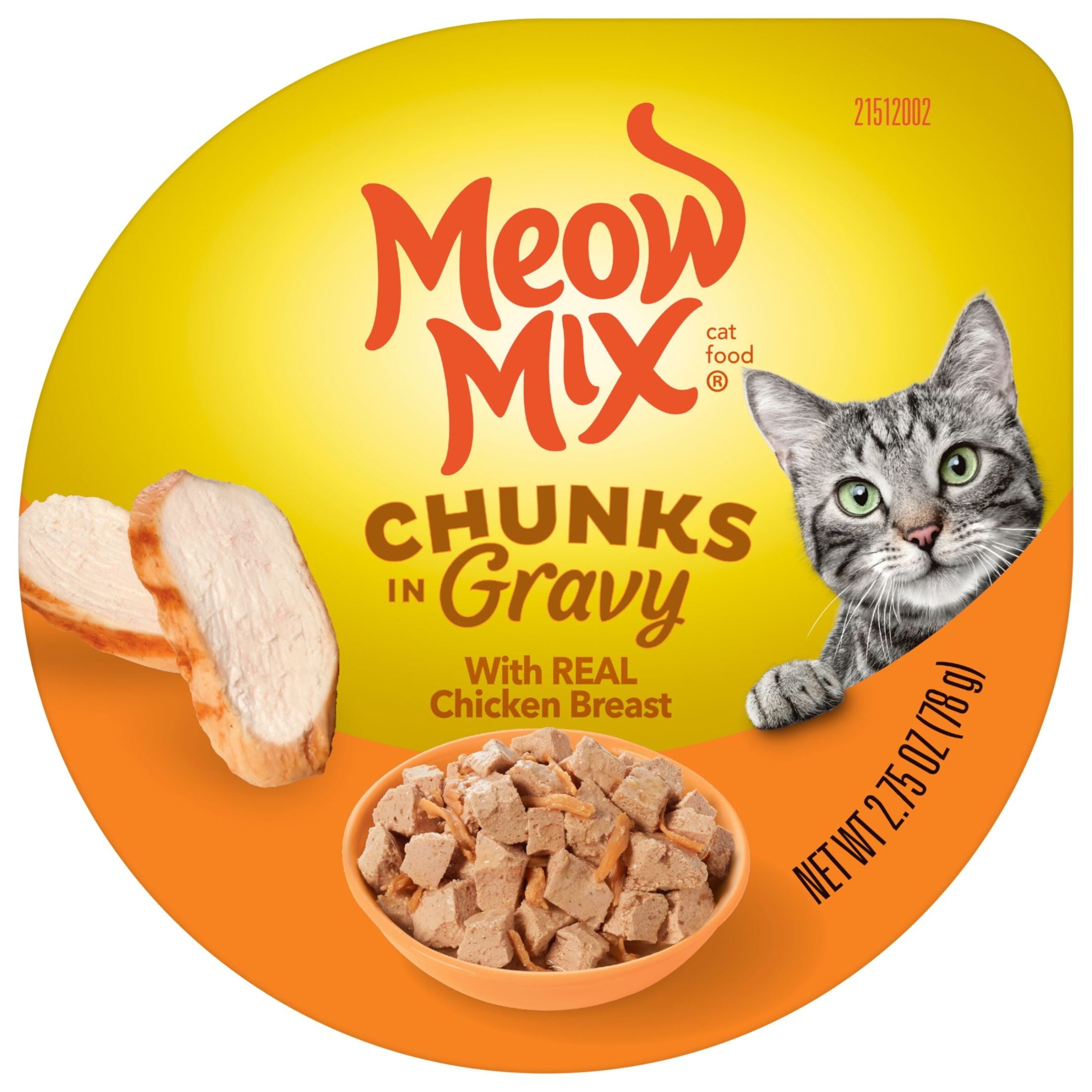 Meow Mix Savory Morsels Real Chicken Breast in Gravy Wet Cat Food, 2.75 oz Cup, 12 Pack
