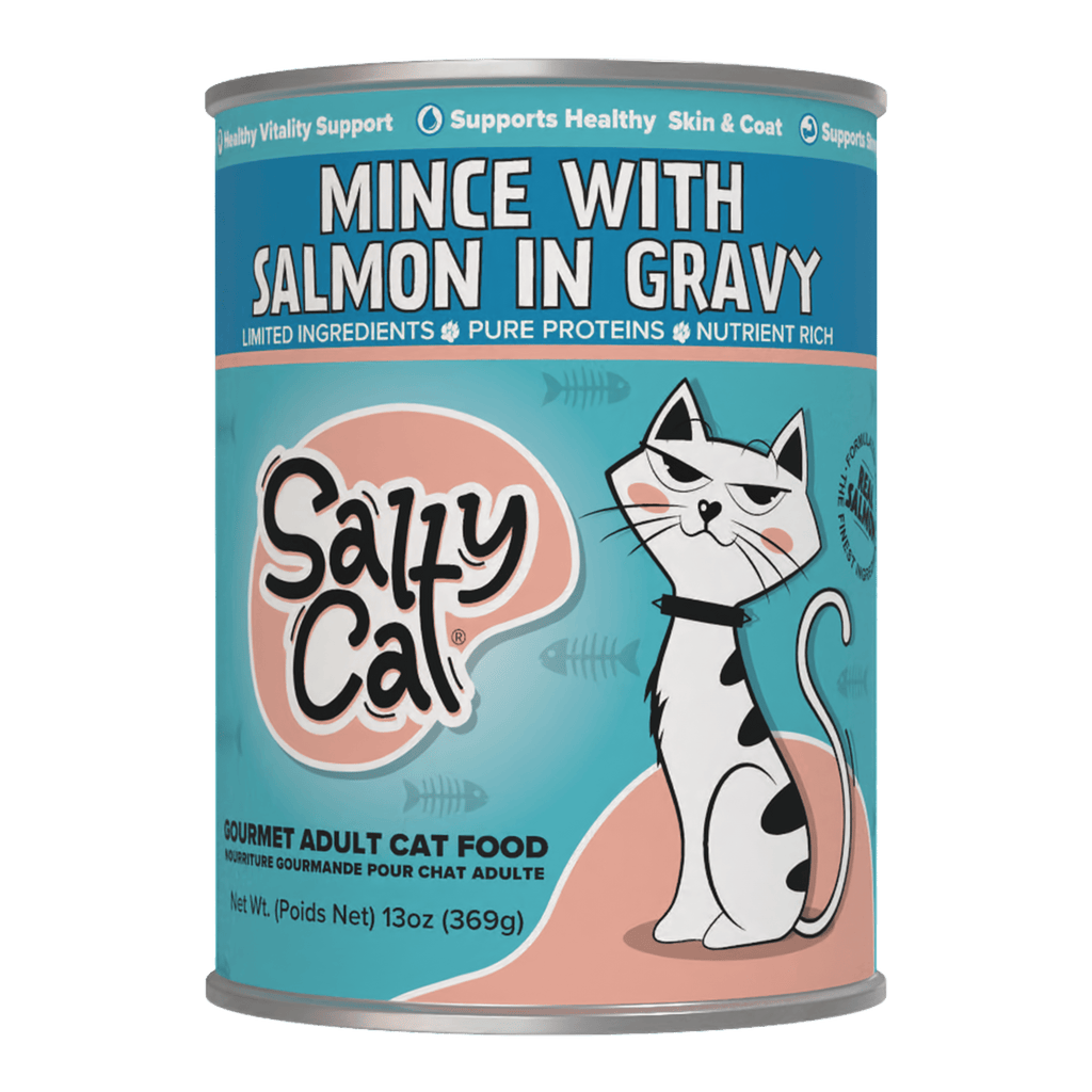 Salty Cat Minced Salmon Flavor in Gravy Wet Cat Food, 13 oz Can