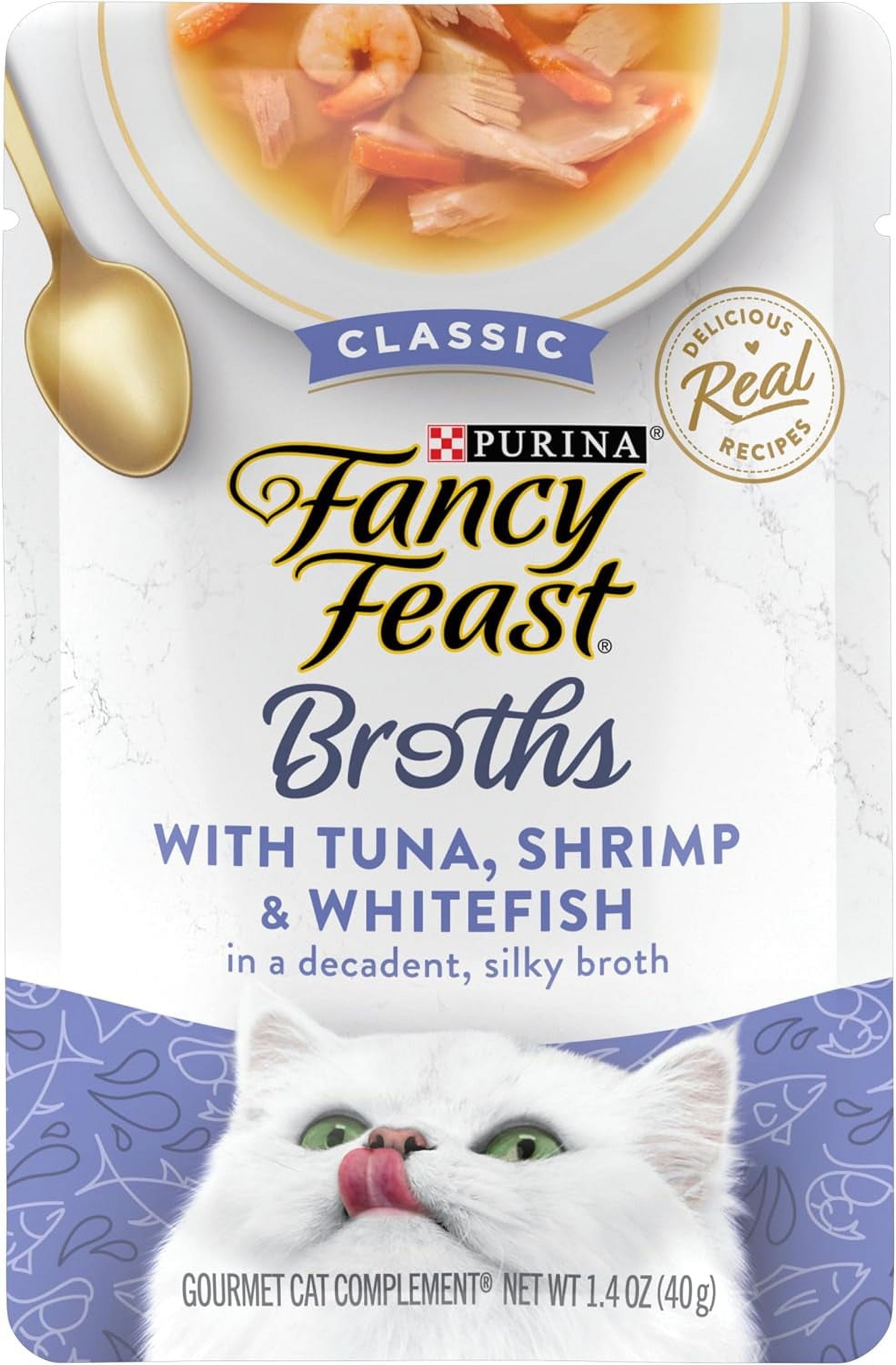 Purina Fancy Feast Broths Kitten Food, Wet Cat Food, Tuna, Shrimp, & Whitefishm 1.4 oz Pouch