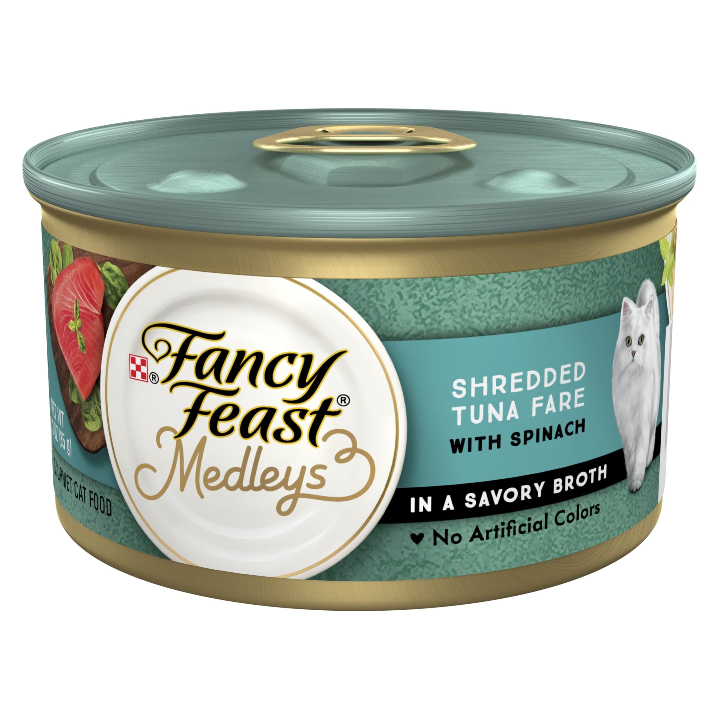 Purina Fancy Feast Medleys Kitten Food, Wet Cat Food, Shredded Tuna & Spinach, 3 oz Cans (24 Pack)
