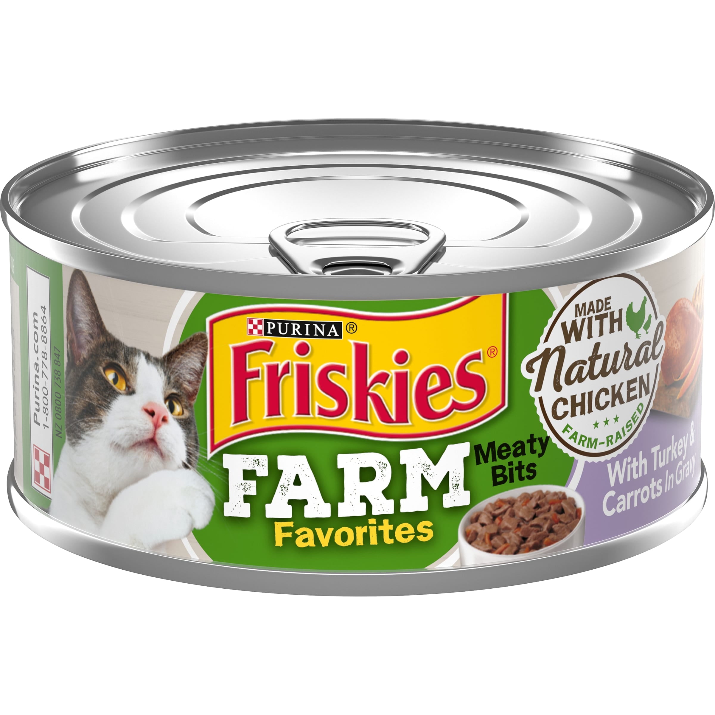 Purina Friskies Farm Favorites Meaty Bits, Turkey, Wet Cat Food, 5.5 oz Cans, 24 Pack