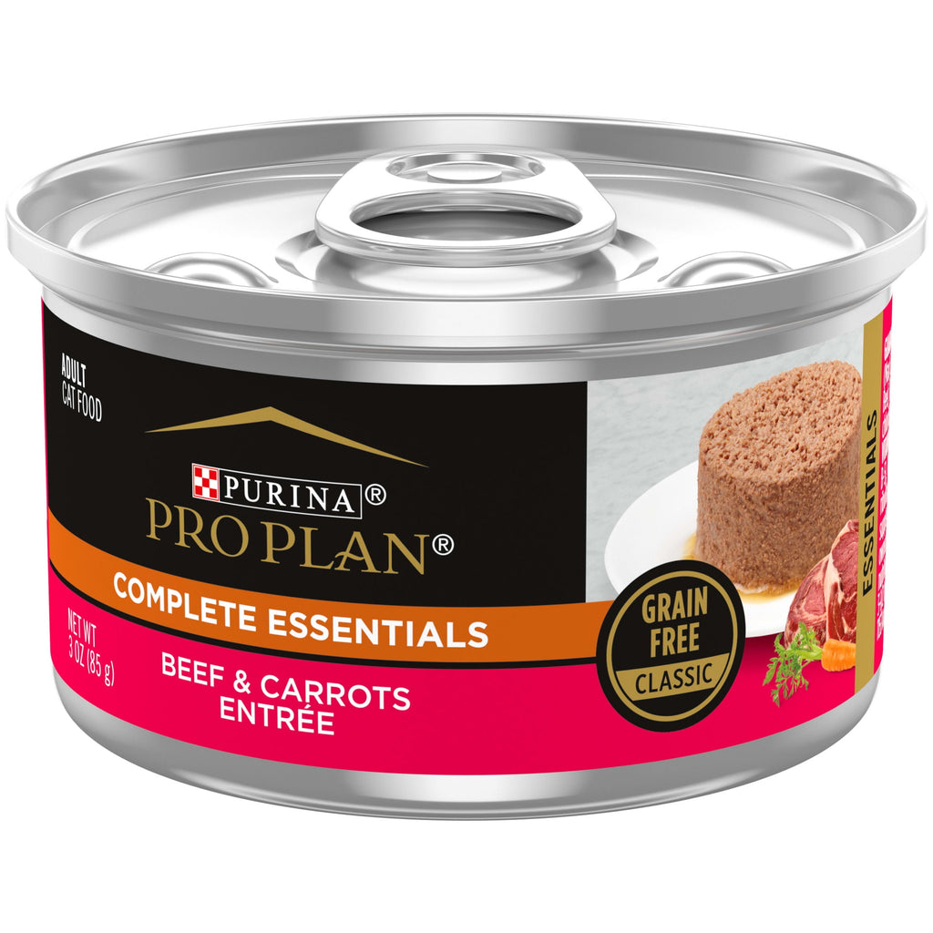 Purina Pro Plan Complete Essentials, Grian Free Beef, Wet Cat Food,3 oz Cans, 24 Pack