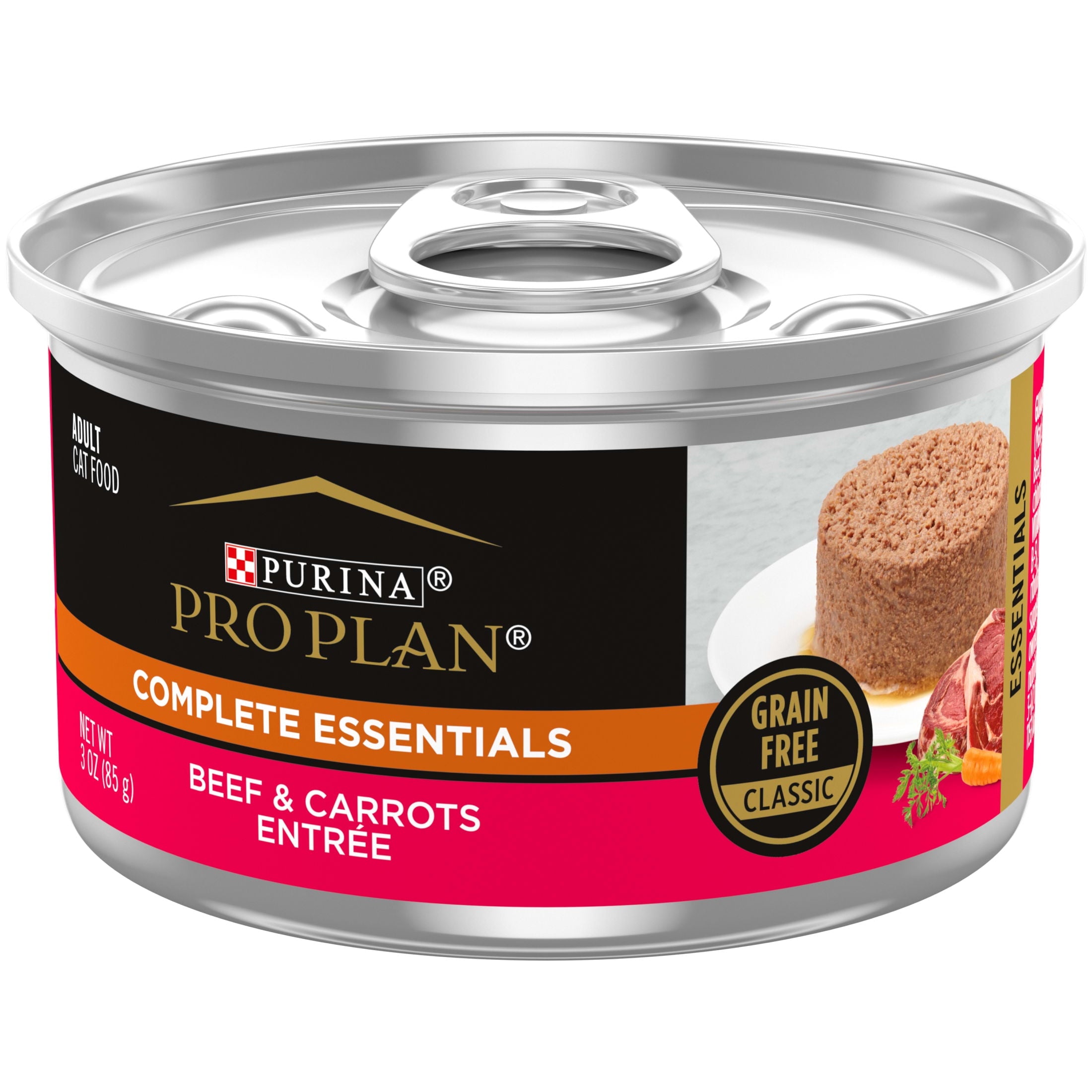 Purina Pro Plan Complete Essentials, Grian Free Beef, Wet Cat Food,3 oz Cans, 24 Pack