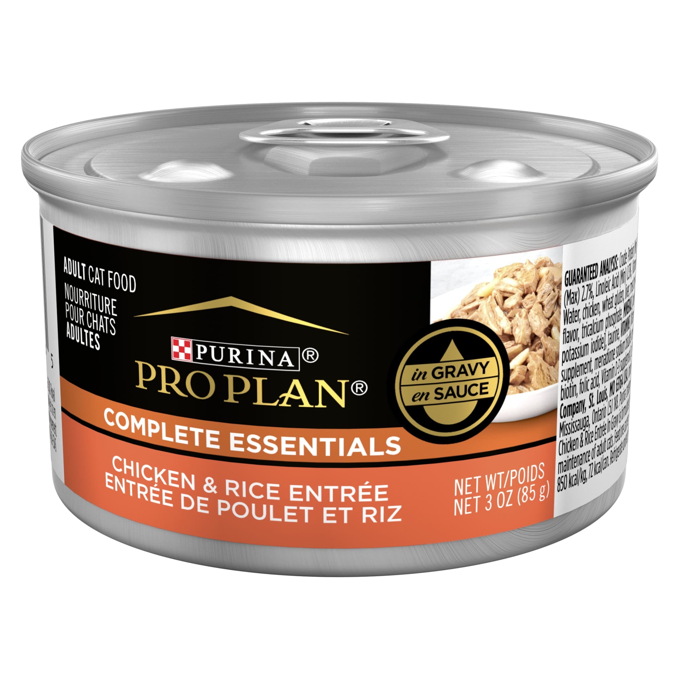 Purina Pro Plan Complete Essentials, Wet Cat Food, Chicken Rice, 3 oz Cans, 24 Pack
