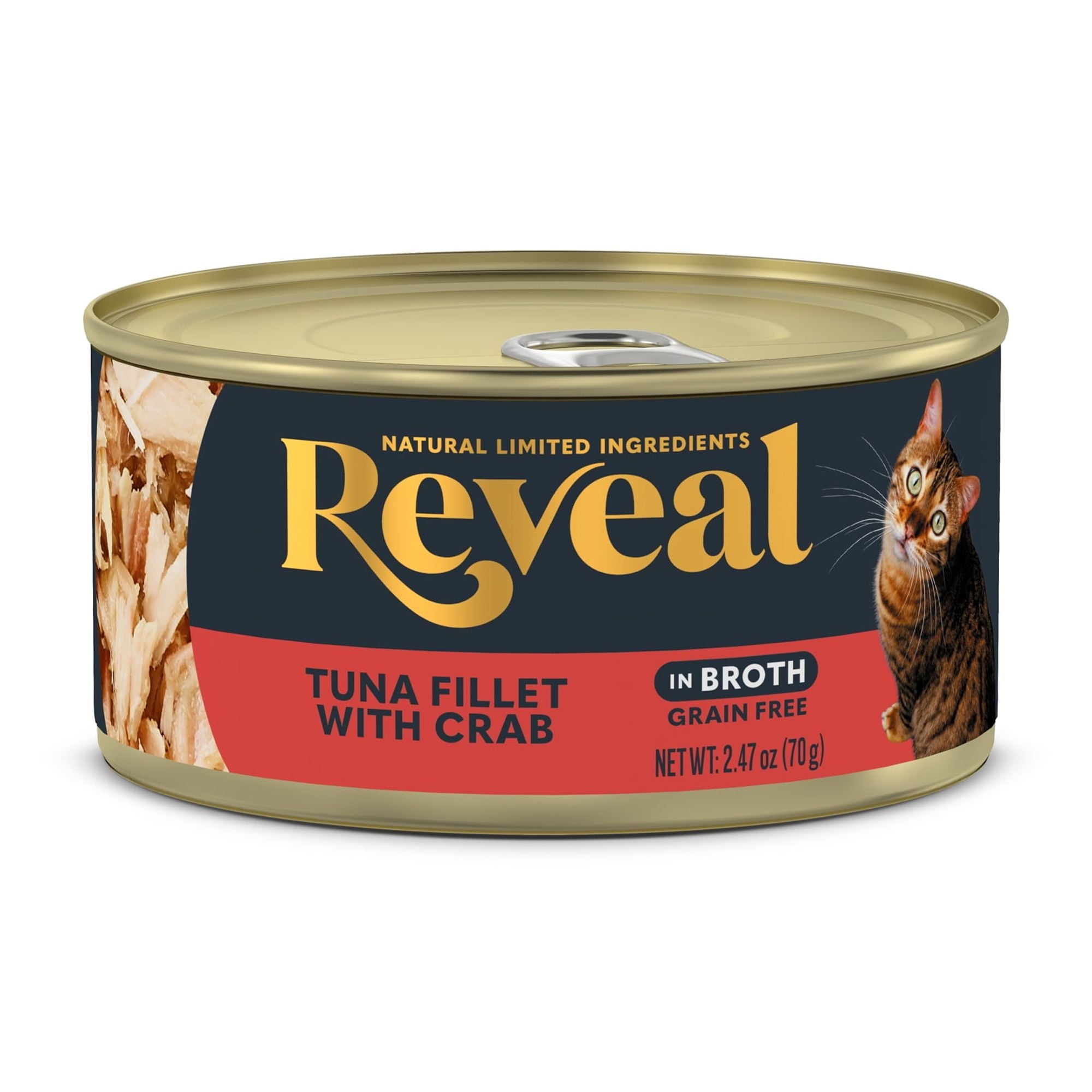 Reveal Natural Wet Cat Food, Tuna Fillet with Crab in Broth, 2.47 oz Can
