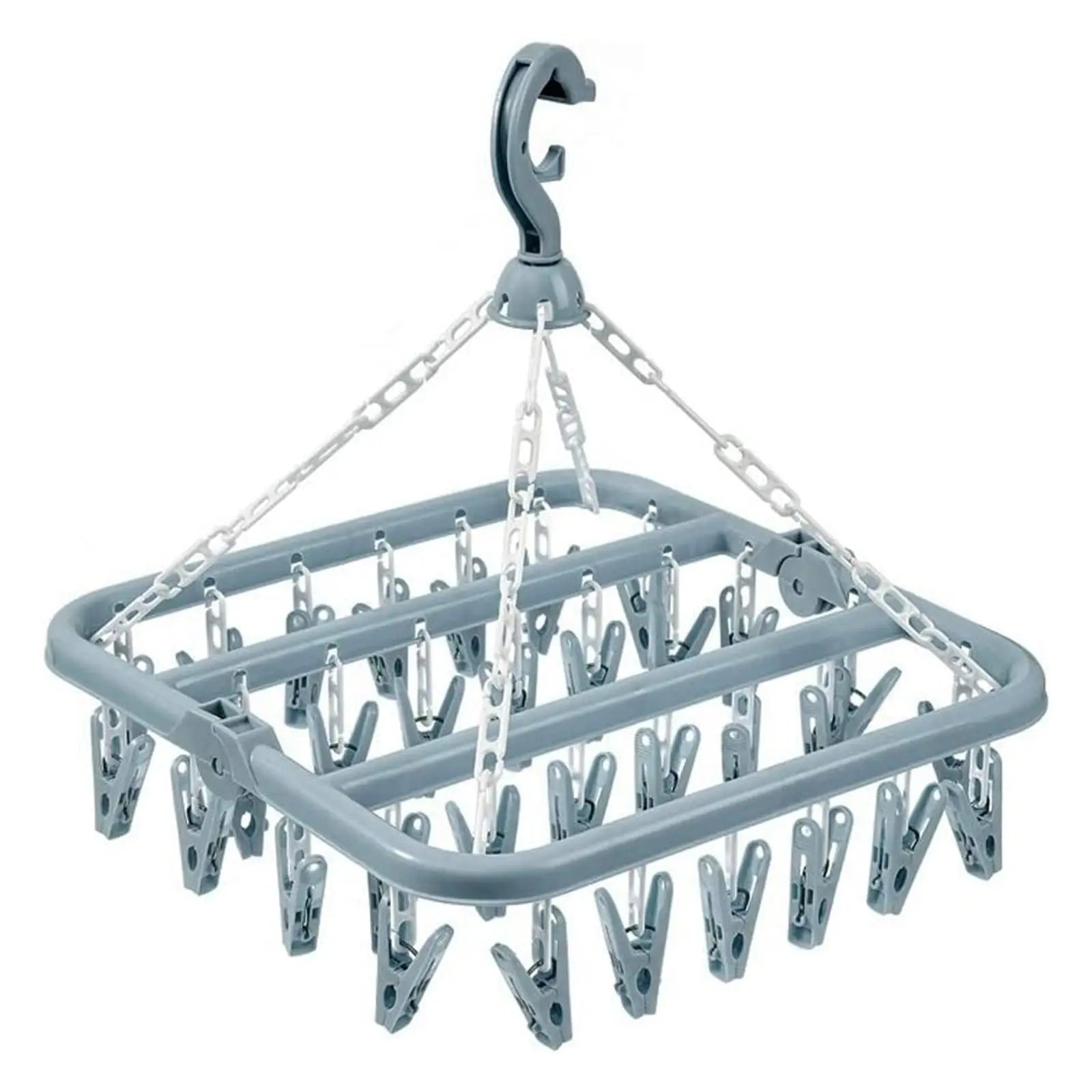 Foldable Drip Hanger with 32 Clips - Plastic Hanging Drying Rack for