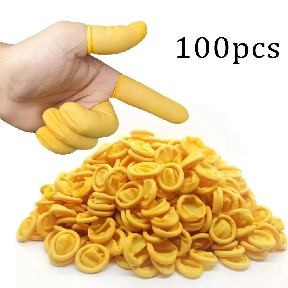 100Pcs Latex Finger Coats Industrial Rubber Finger Sleeve Gloves